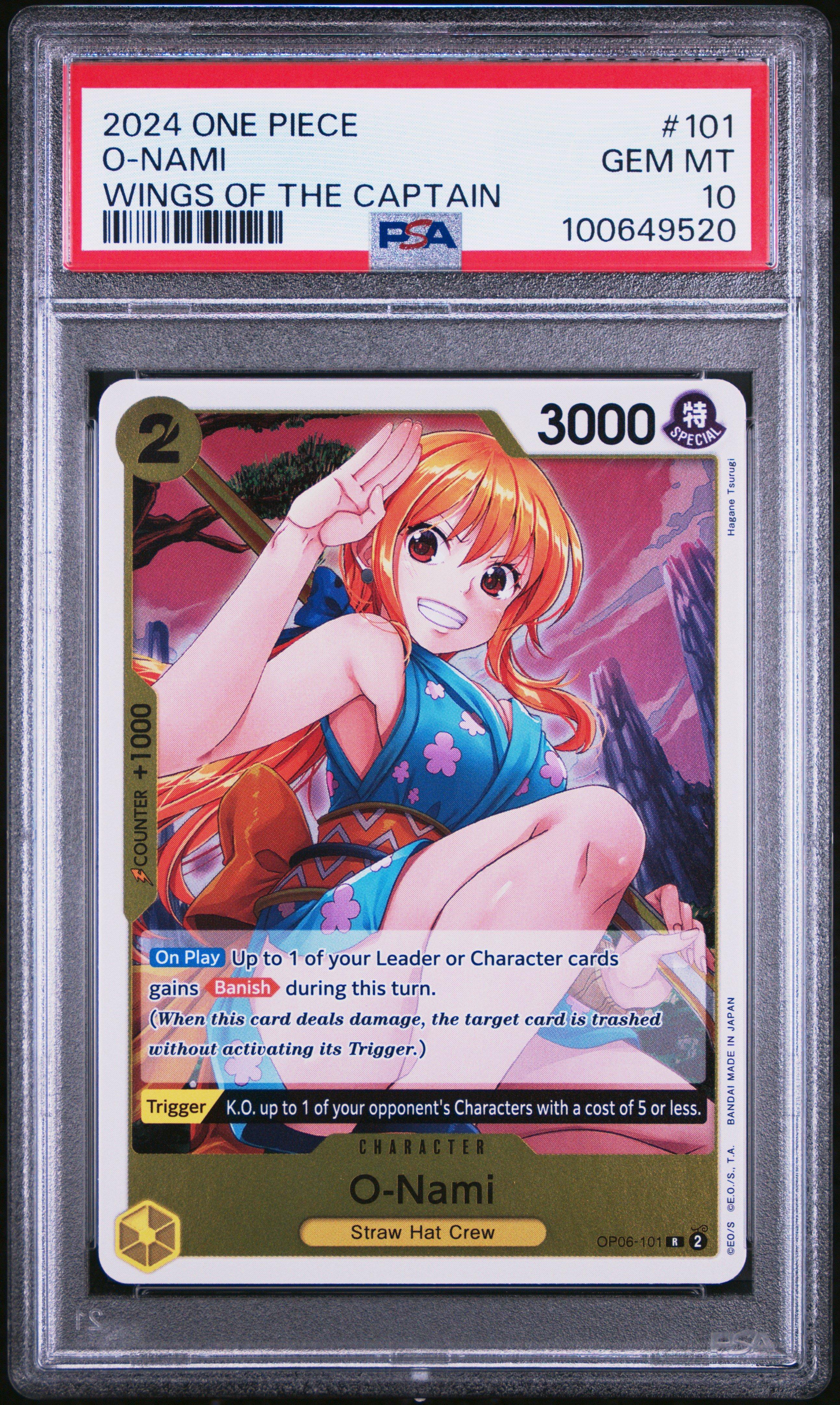 2024 One Piece Op06-wings Of The Captain 101 O-nami PSA 10