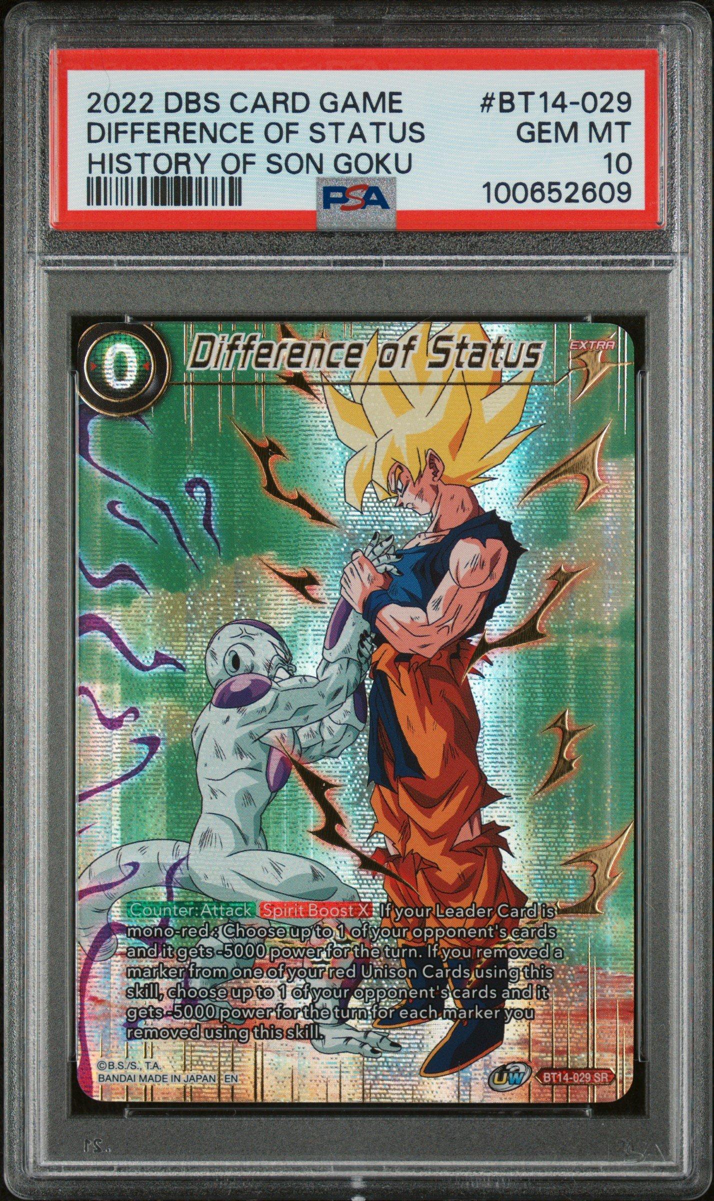 2022 Dragon Ball Super Card Game Theme Selection History Of Son Goku Bt14-029 Difference Of Status PSA 10
