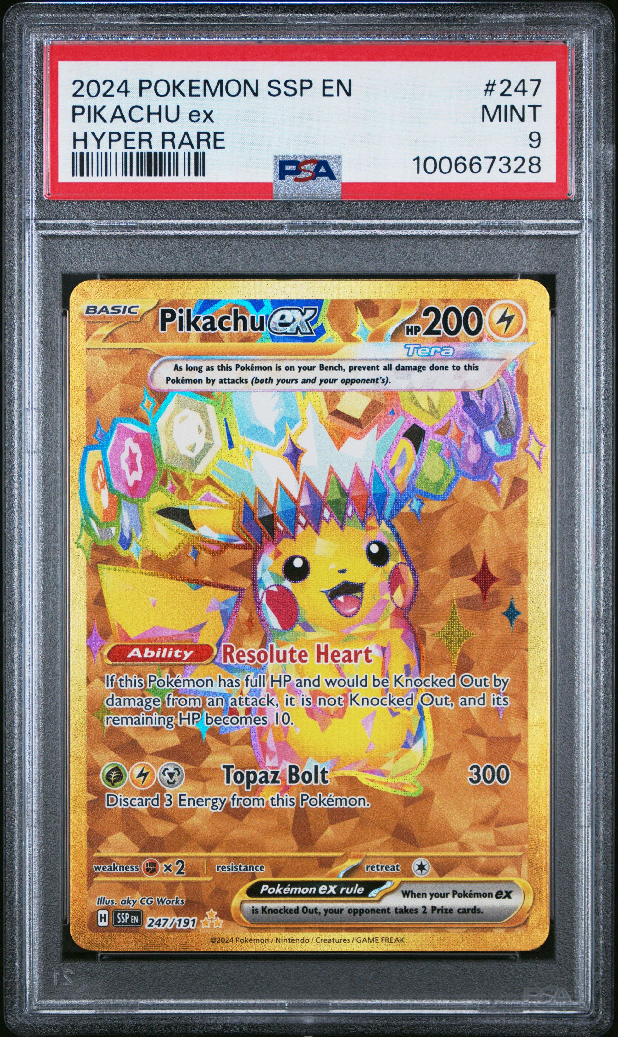2024 Pokemon Ssp En-surging Sparks 247 Pikachu Ex Hyper Rare PSA 9