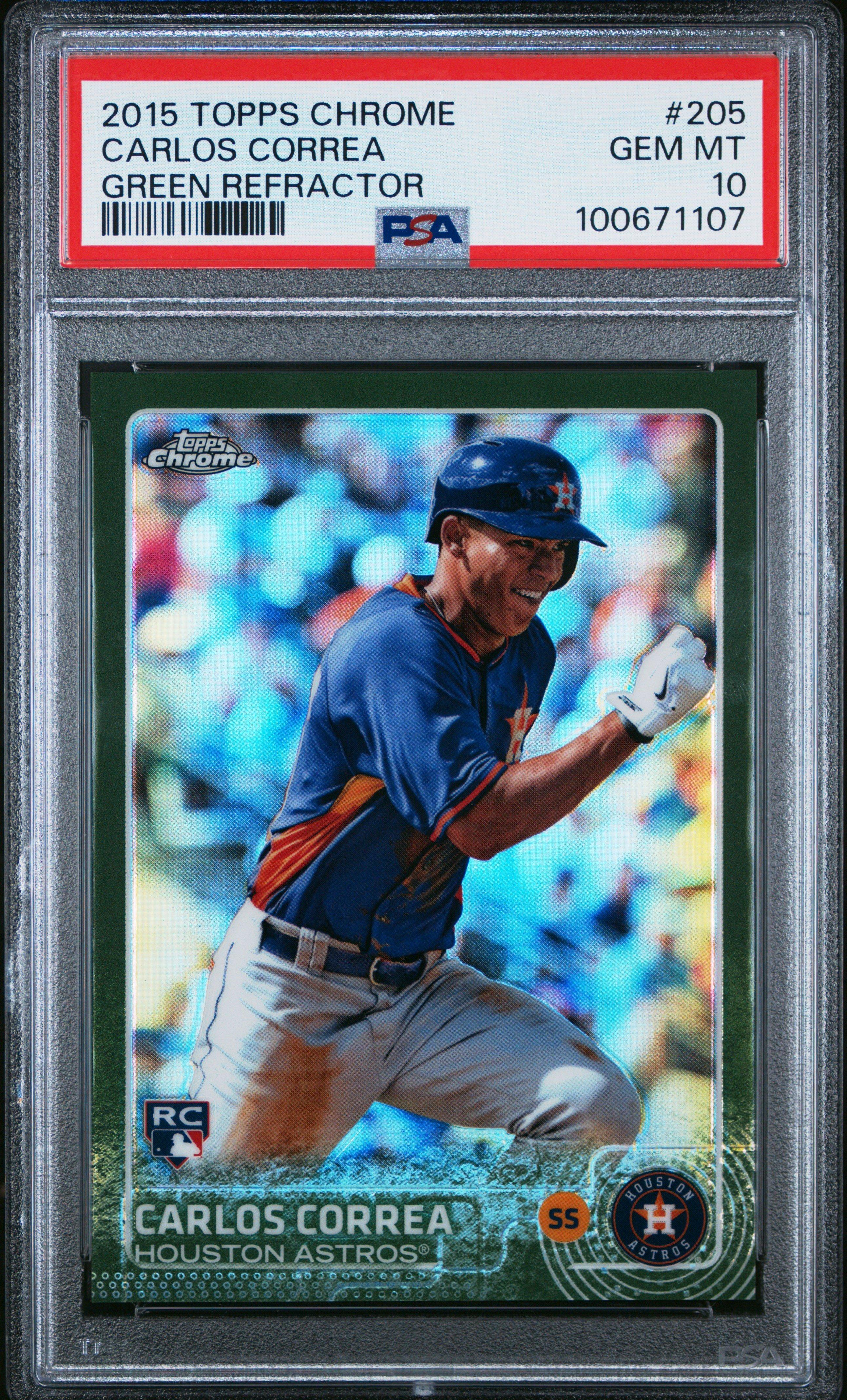 2015 Topps Chrome 205 Carlos Correa Green Refractor PSA 10