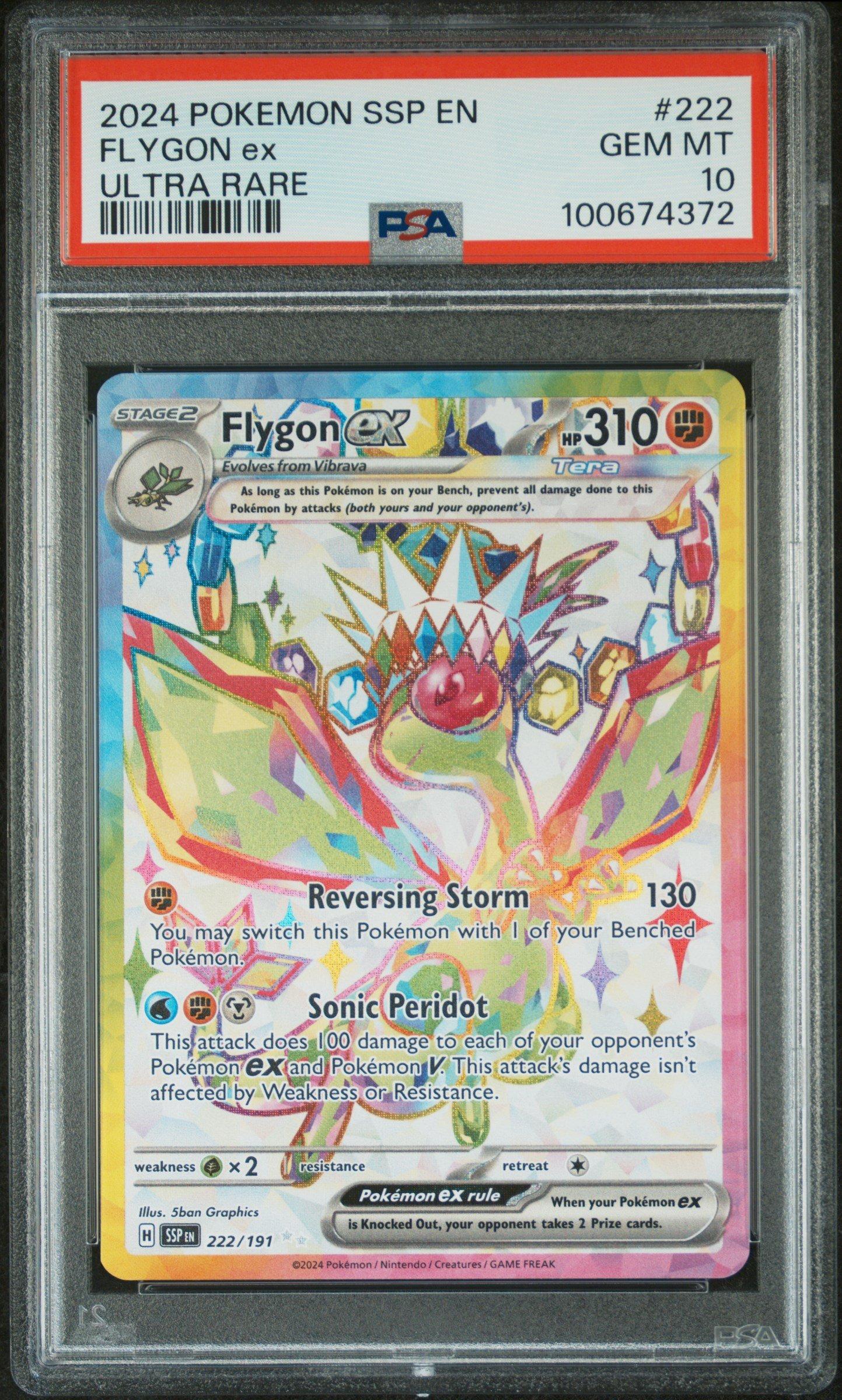 2024 Pokemon Ssp En-surging Sparks 222 Flygon Ex Ultra Rare PSA 10