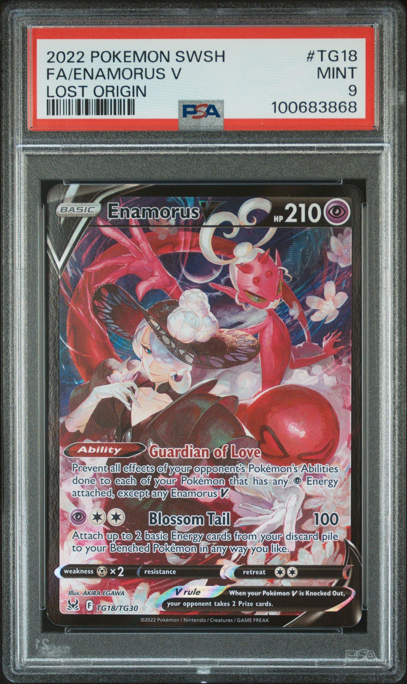 2022 Pokemon Sword & Shield Lost Origin Tg18 Full Art/enamorus V PSA
