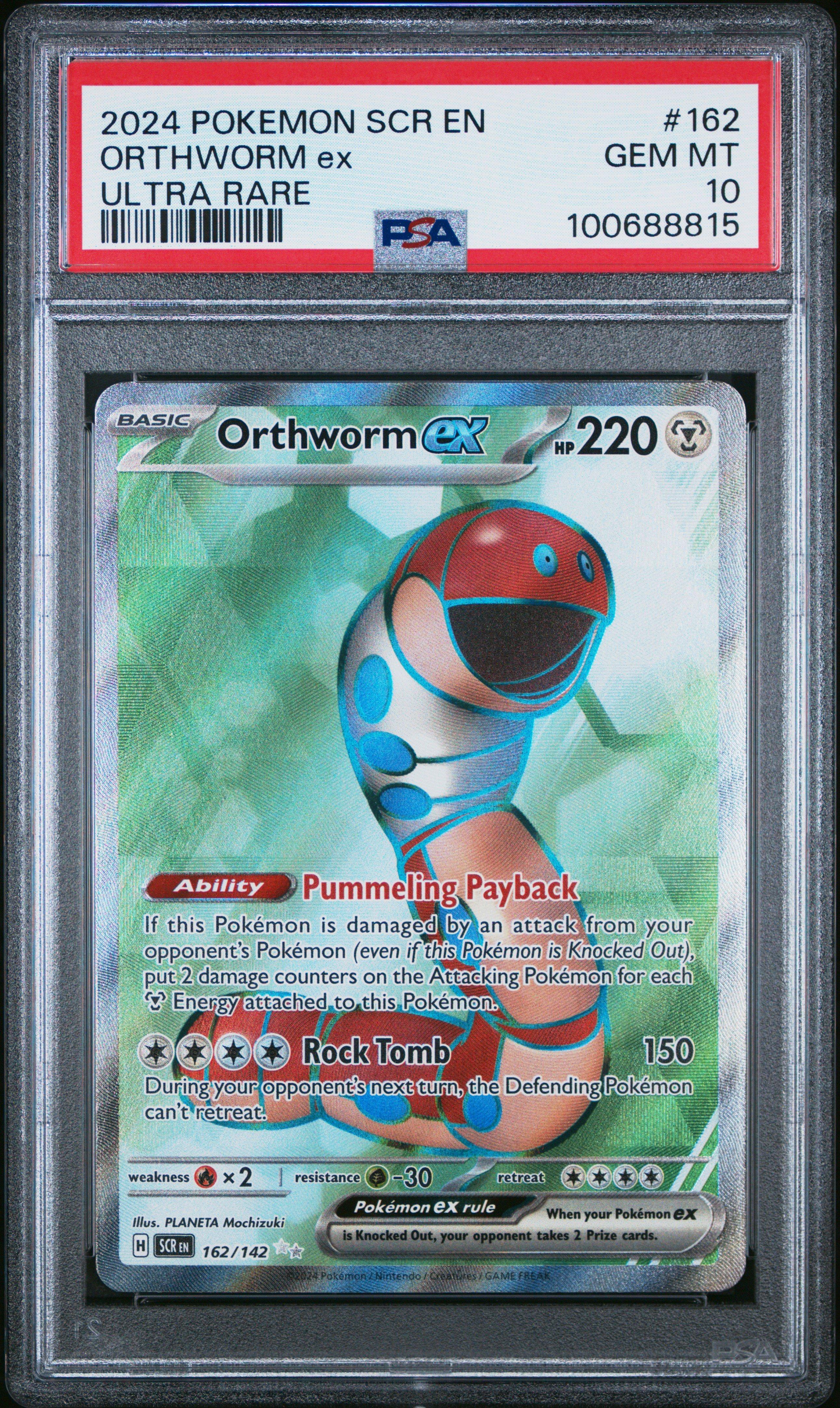 2024 Pokemon Scr En-stellar Crown 162 Orthworm Ex Ultra Rare PSA