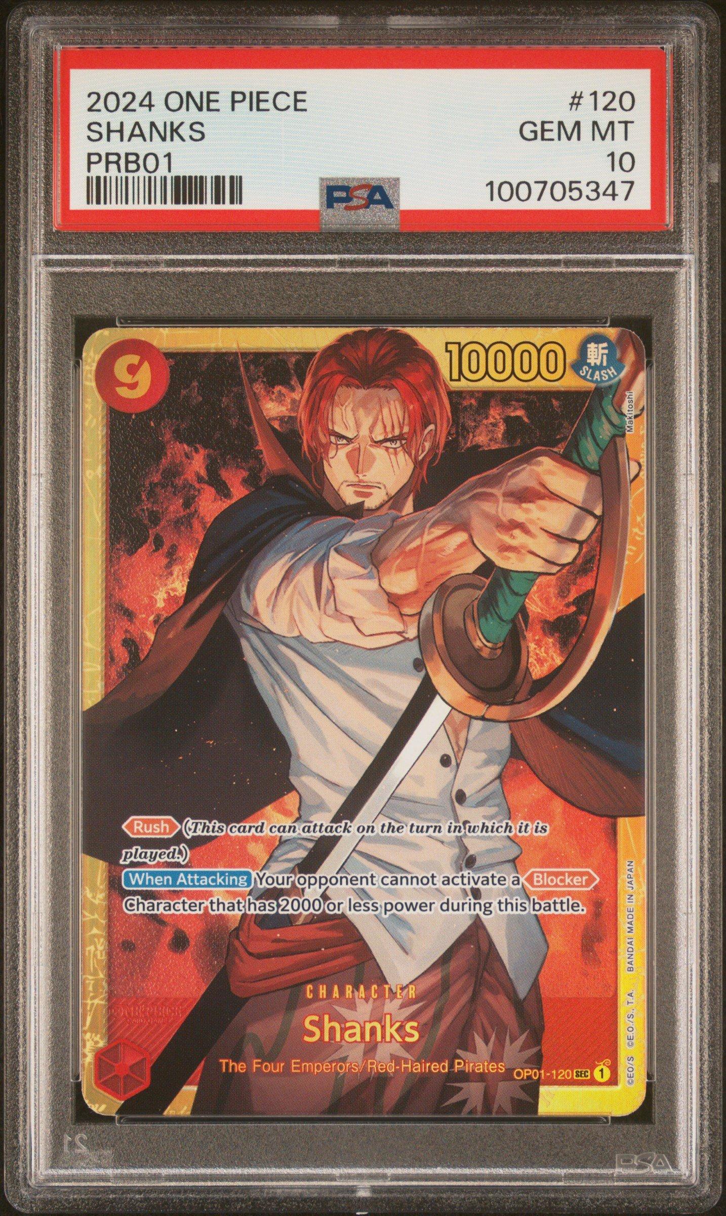 2024 One Piece Prb01-premium Booster -one Piece Card The Best- 120 Shanks PSA 10