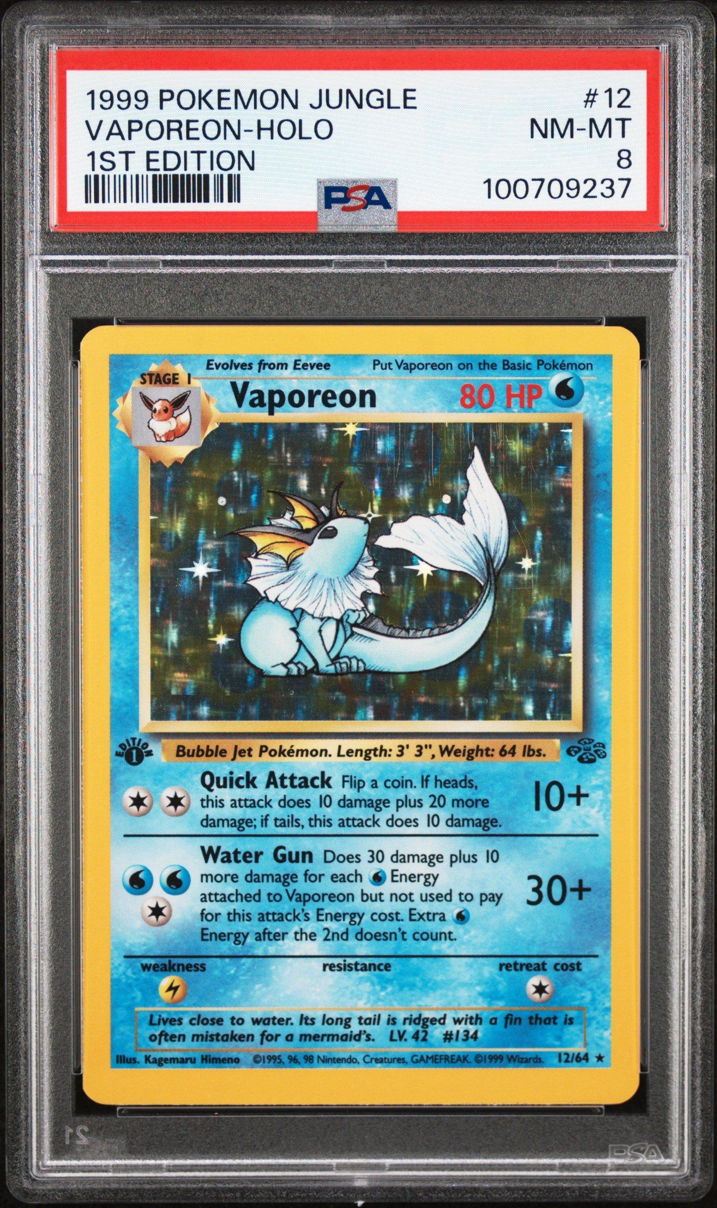 1999 Pokemon Jungle 12 Vaporeon-holo 1st Edition PSA