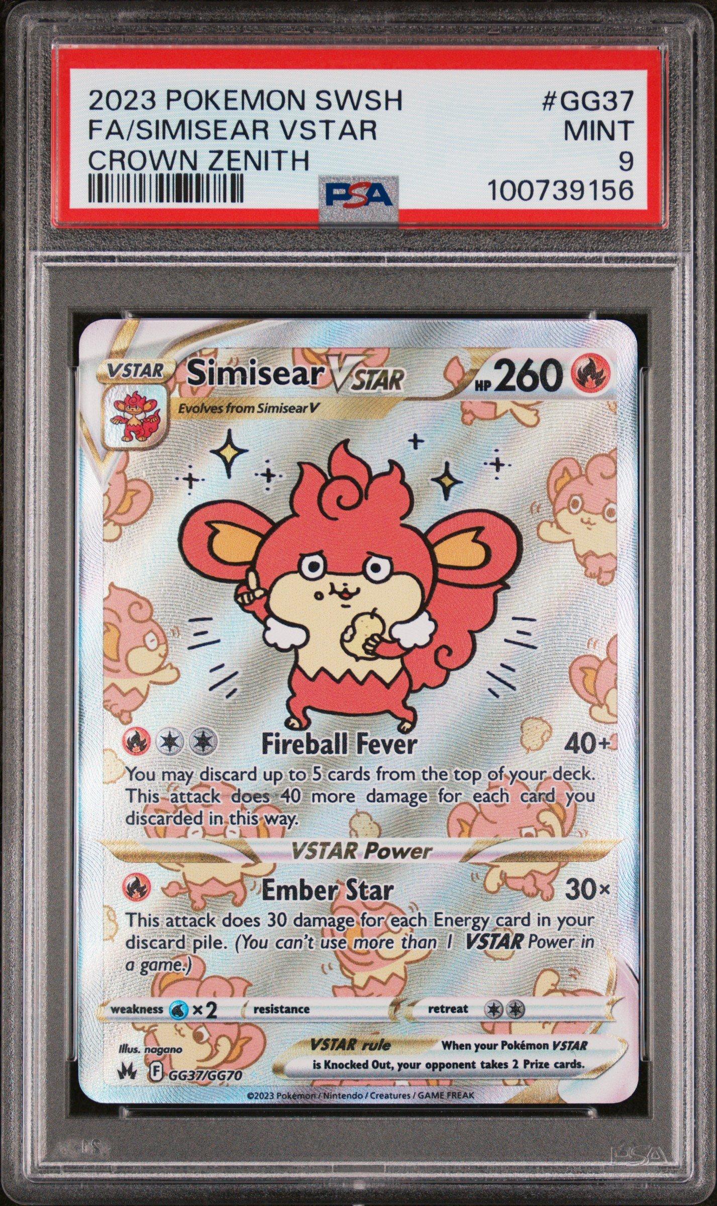 2023 Pokemon Sword And Shield Crown Zenith Gg37 Full Art/simisear Vstar PSA