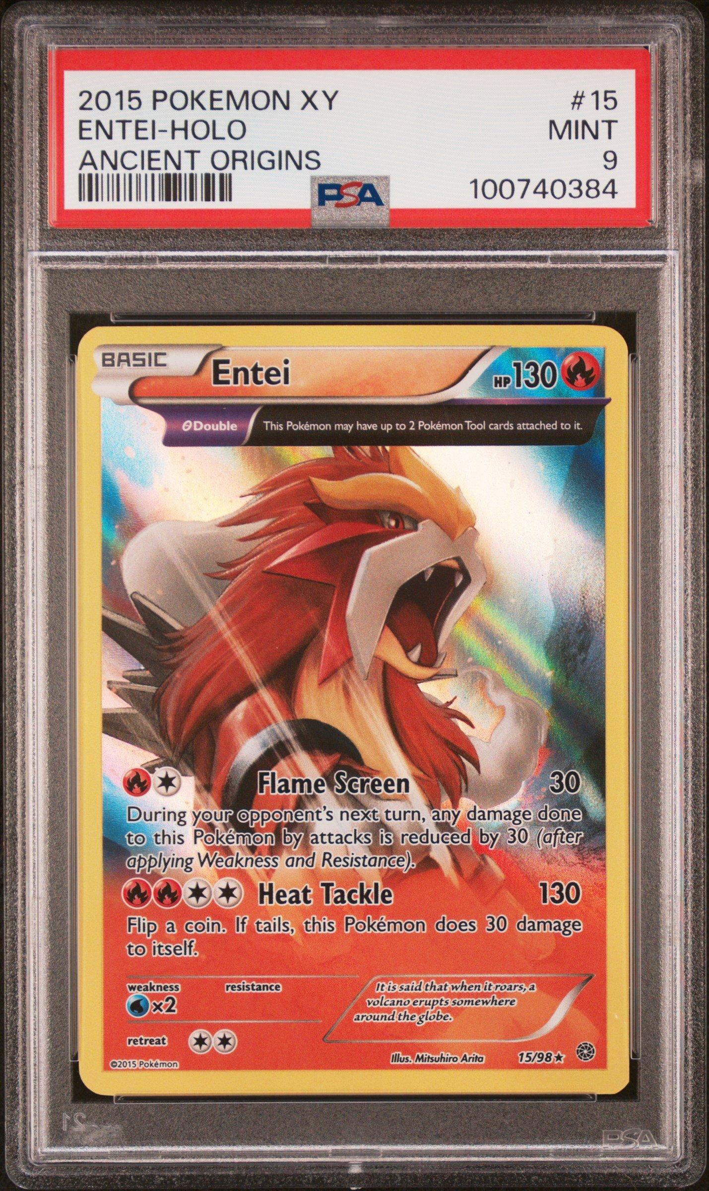 2015 Pokemon Xy Ancient Origins 15 Entei-holo PSA 9 Graded Card