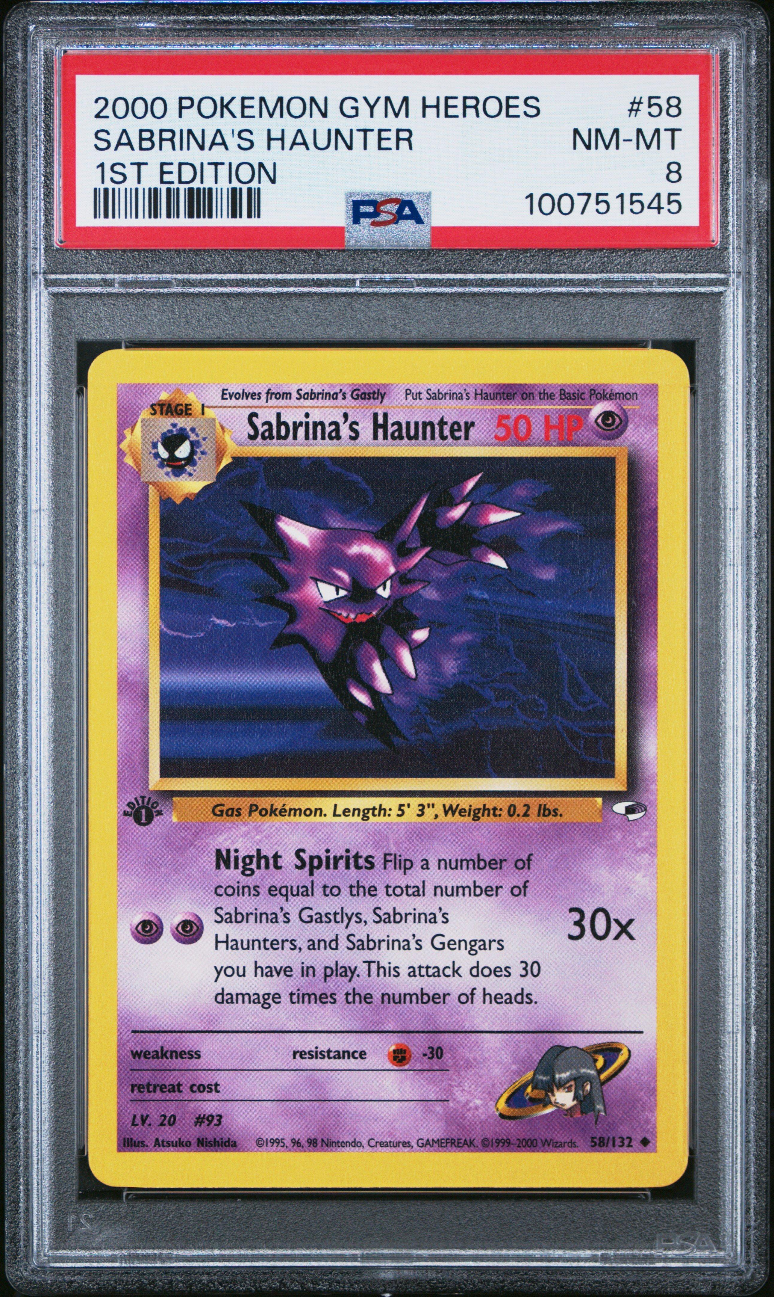 2000 Pokemon Gym Heroes 58 Sabrina's Haunter 1st Edition PSA 8 Graded Card  | GameStop