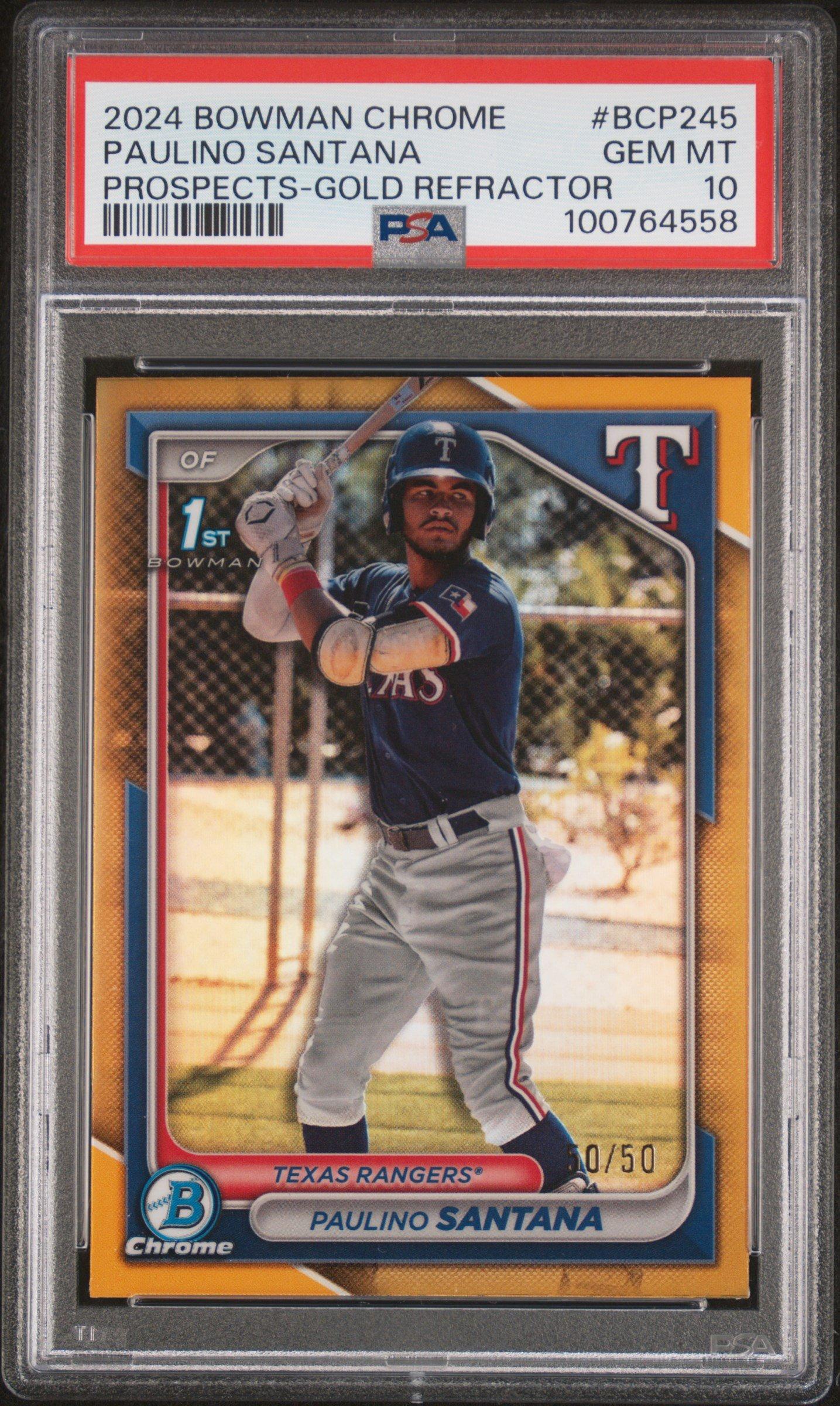 2024 Bowman Chrome Prospects Bcp245 Paulino Santana Gold Refractor PSA 10