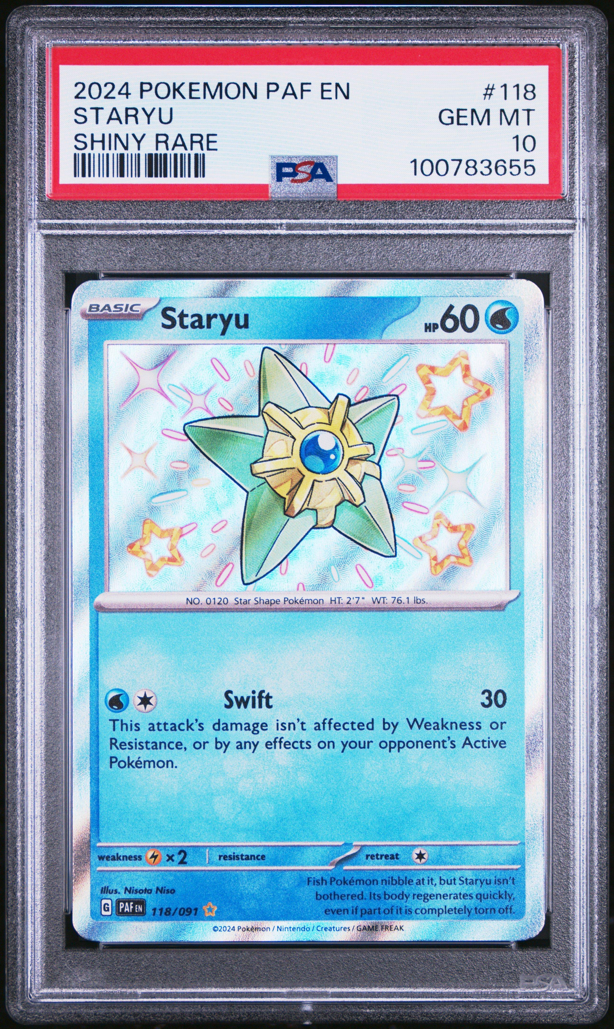 2024 Pokemon Paf En-paldean Fates 118 Staryu Shiny Rare PSA 10