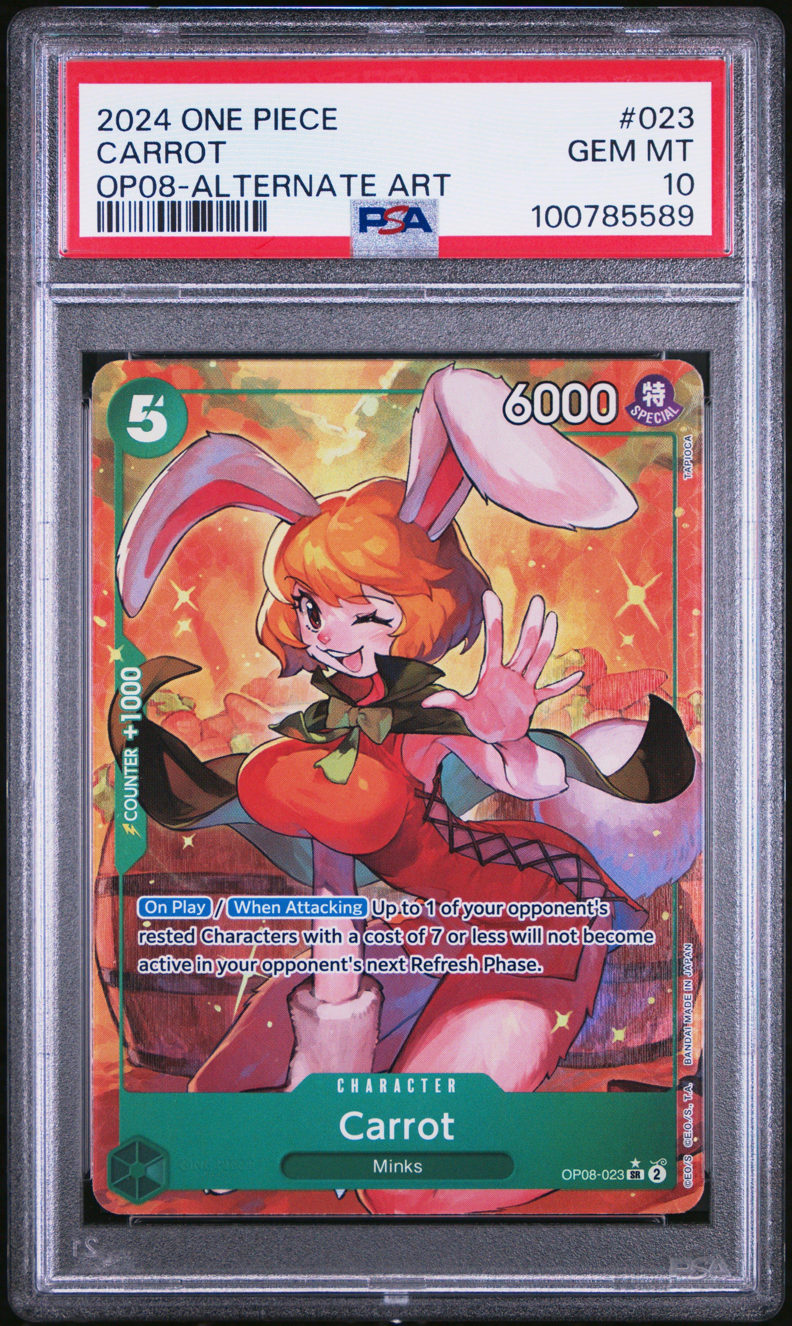 2024 One Piece Op08-two Legends Carrot Alternate Art PSA 10