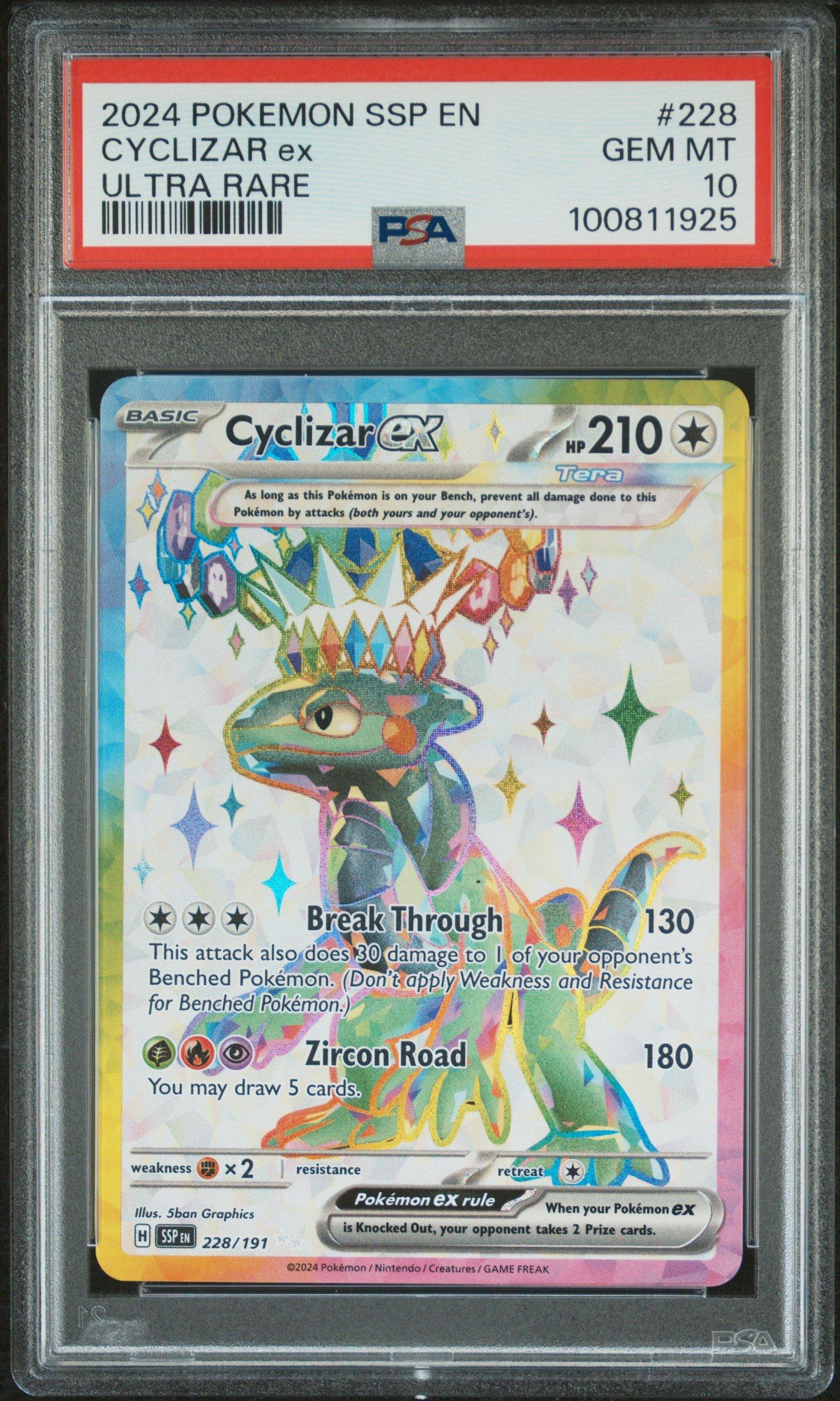 2024 Pokemon Ssp En-surging Sparks 228 Cyclizar Ex Ultra Rare PSA