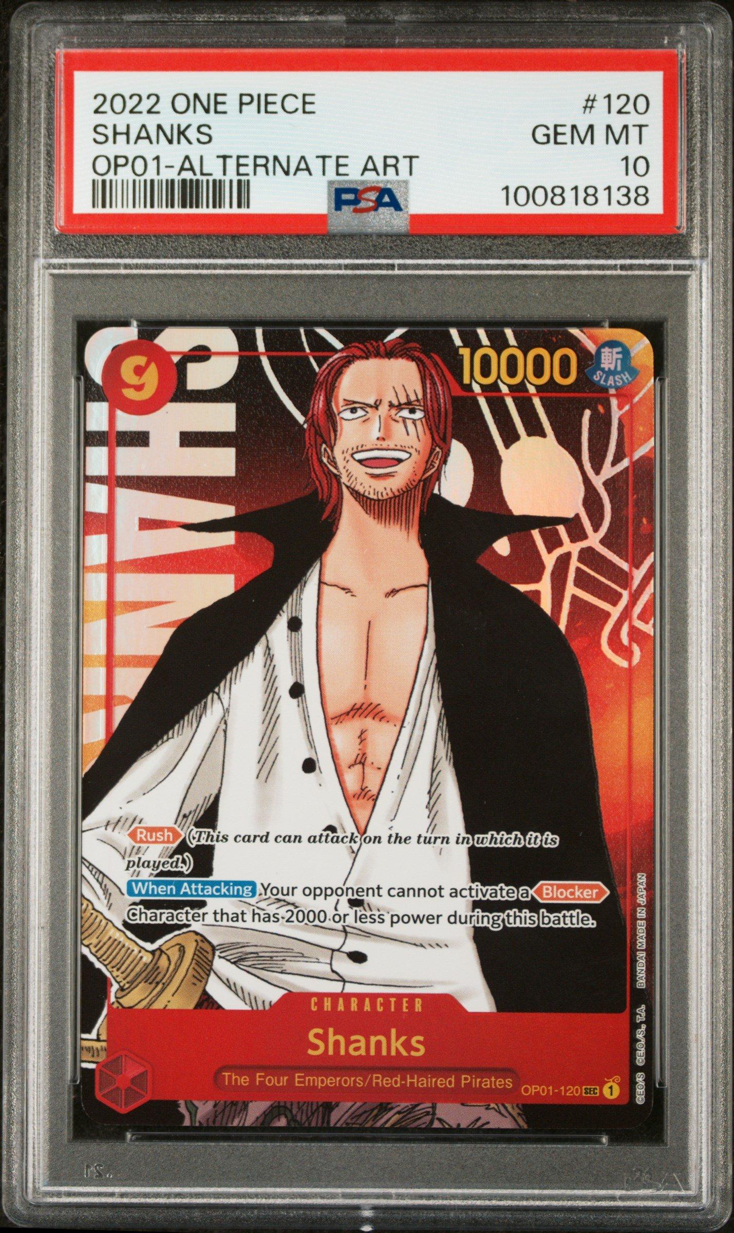2022 One Piece Op01-romance Dawn 120 Shanks Alternate Art PSA 10