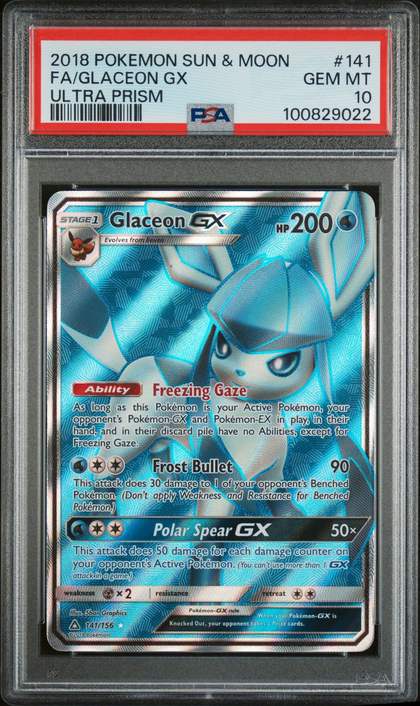 2018 Pokemon Sun & Moon Ultra Prism 141 Full Art/glaceon Gx PSA
