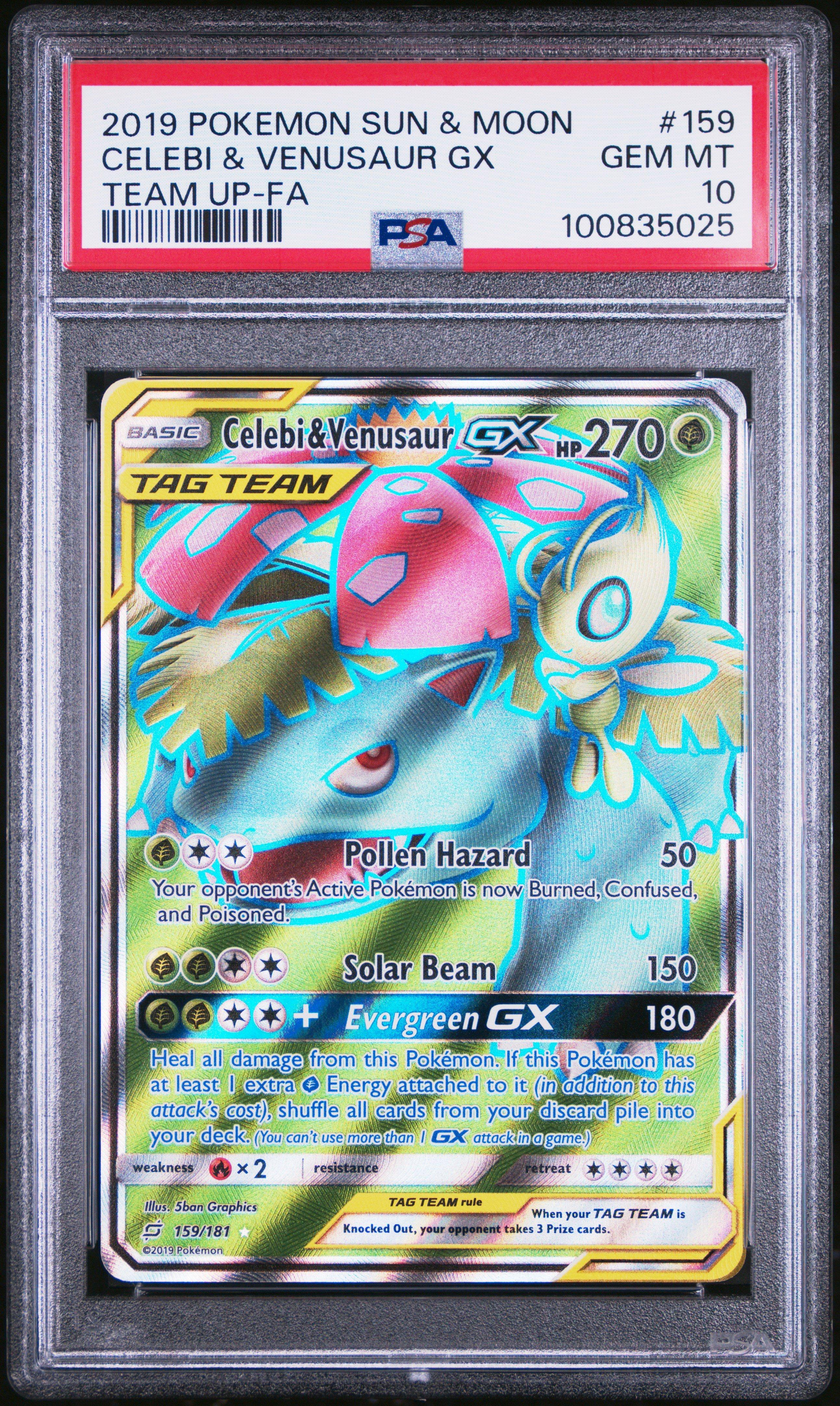 2019 Pokemon Sun & Moon Team Up 159 Full Art/celebi & Venusaur Gx PSA