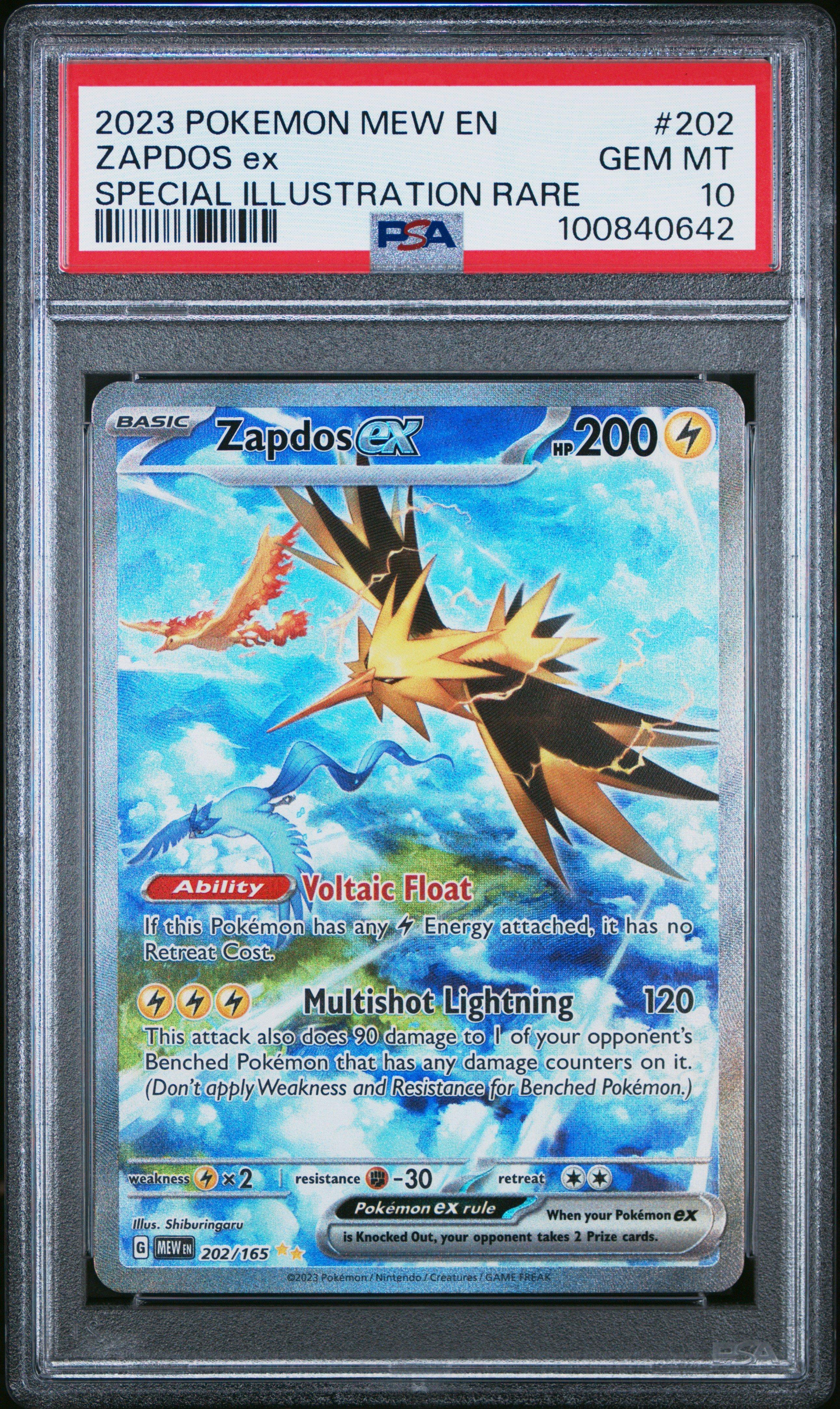2023 Pokemon Mew En-151 202 Zapdos Ex Special Illustration Rare PSA 10