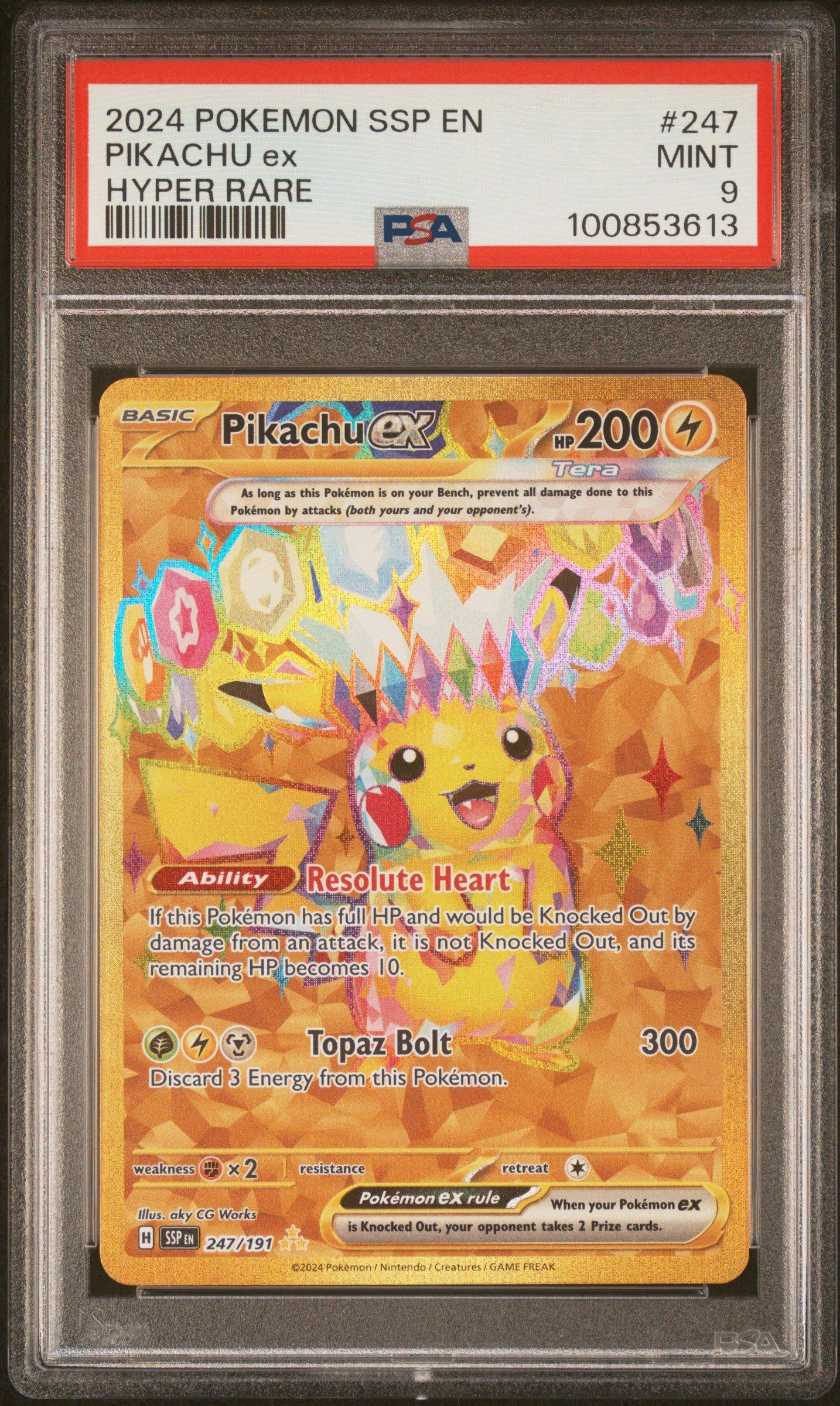 2024 Pokemon Ssp En-surging Sparks 247 Pikachu Ex Hyper Rare PSA 9