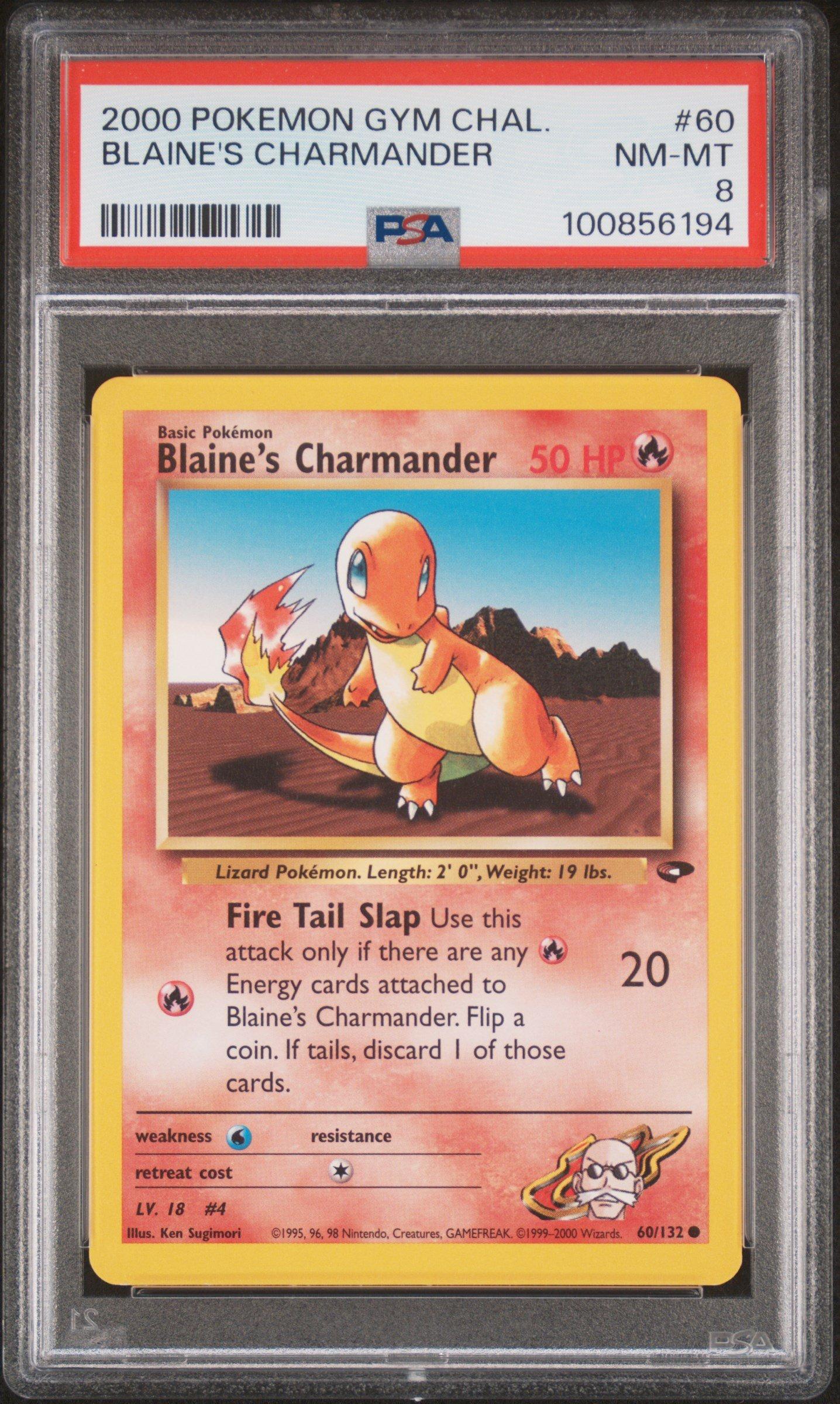 2000 Pokemon Gym Challenge 60 Blaine's Charmander PSA 8