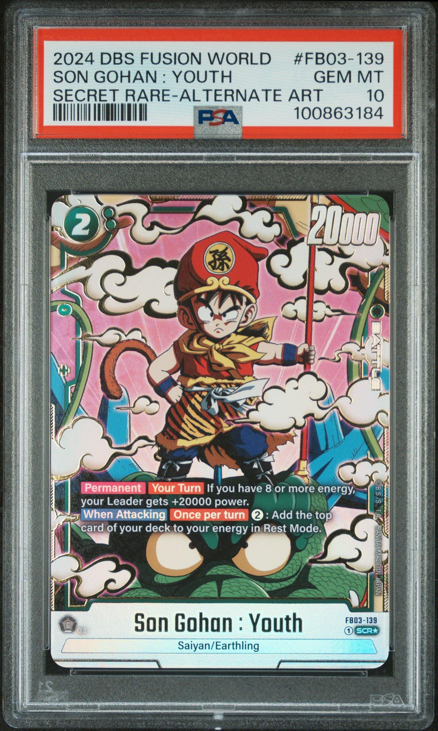 2024 Dragon Ball Super Card Game Fusion World Raging Roar Fb03-139 Son Gohan : Youth Secret Rare-alternate Art PSA 10