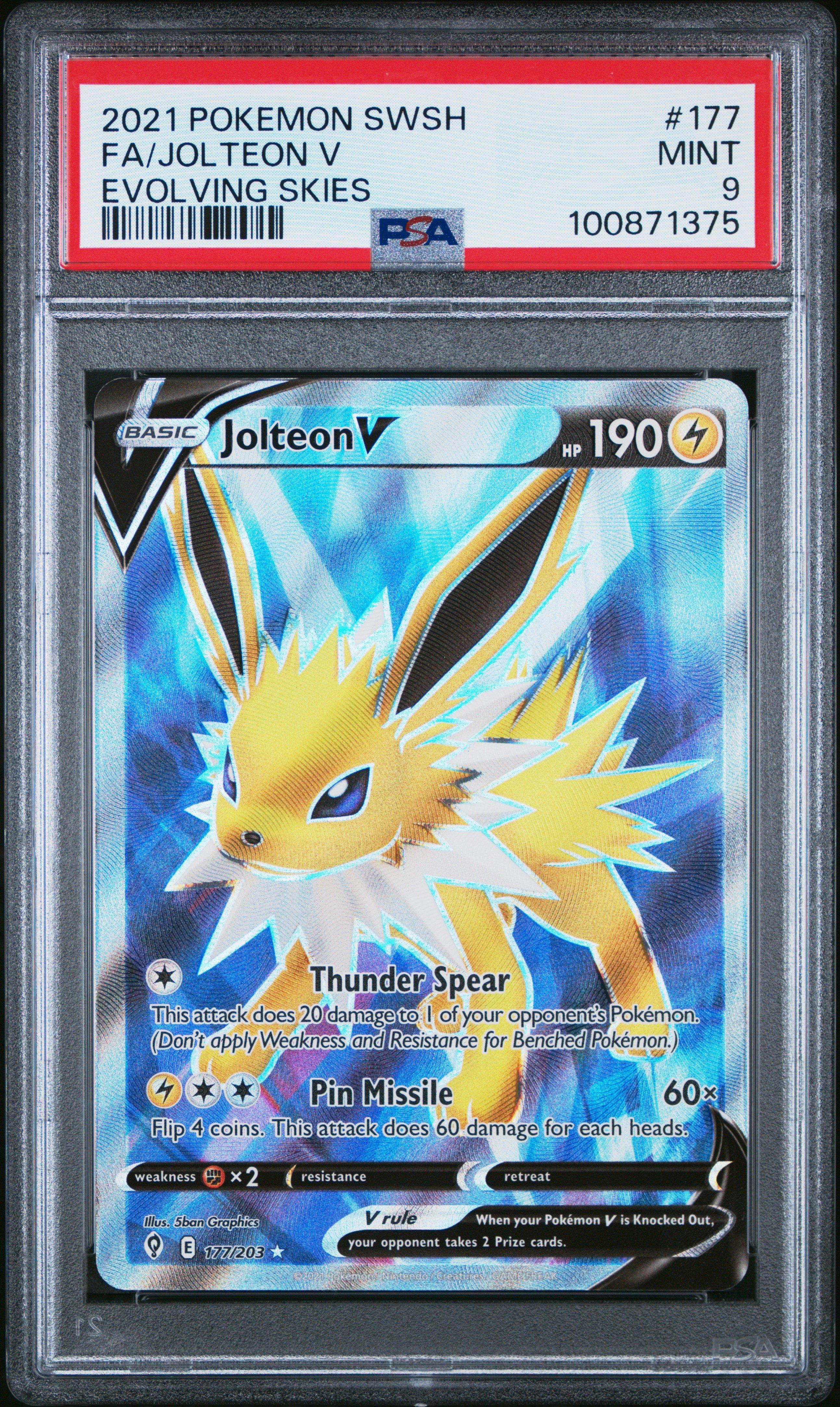 2021 Pokemon Sword & Shield Evolving Skies 177 Full Art/jolteon V PSA