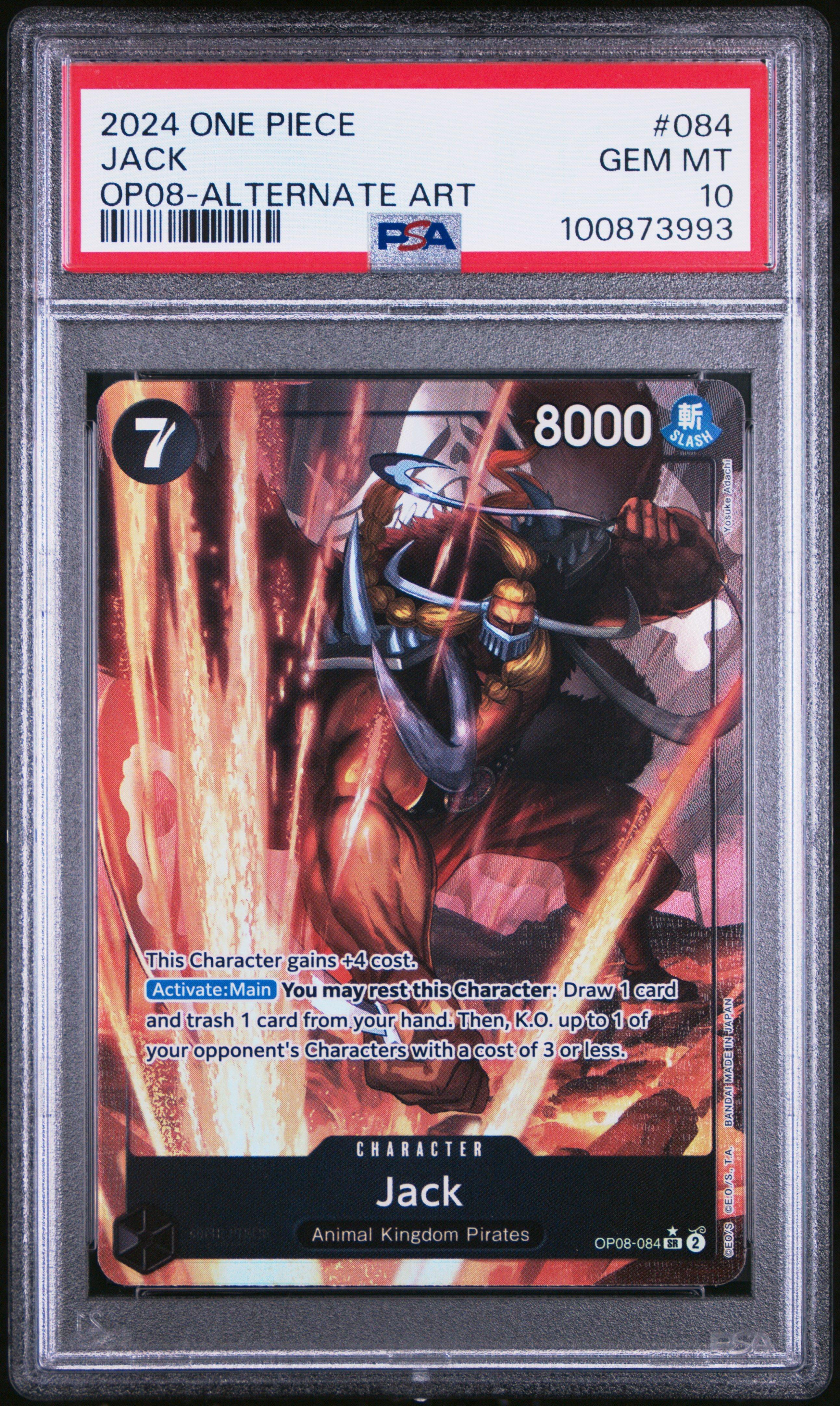 2024 One Piece Op08-two Legends 084 Jack Alternate Art PSA 10