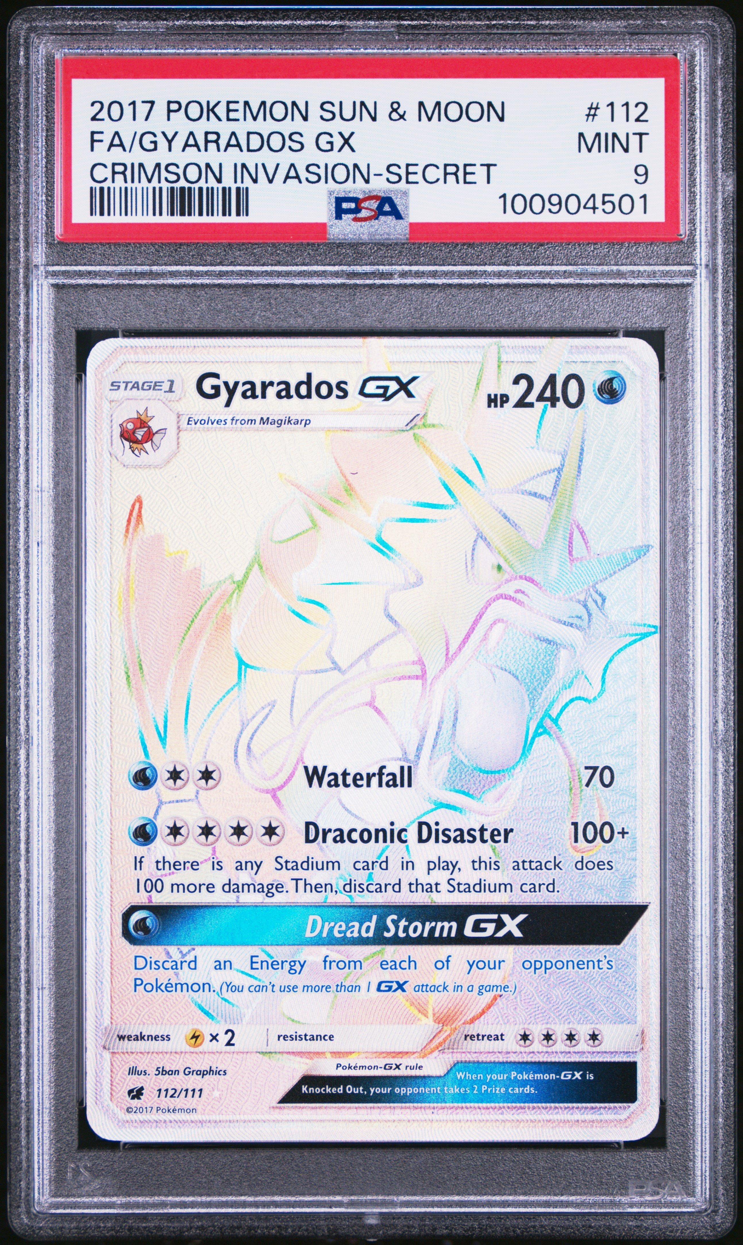 2017 Pokemon Sun & Moon Crimson Invasion 112 Full Art/gyarados Gx Secret PSA