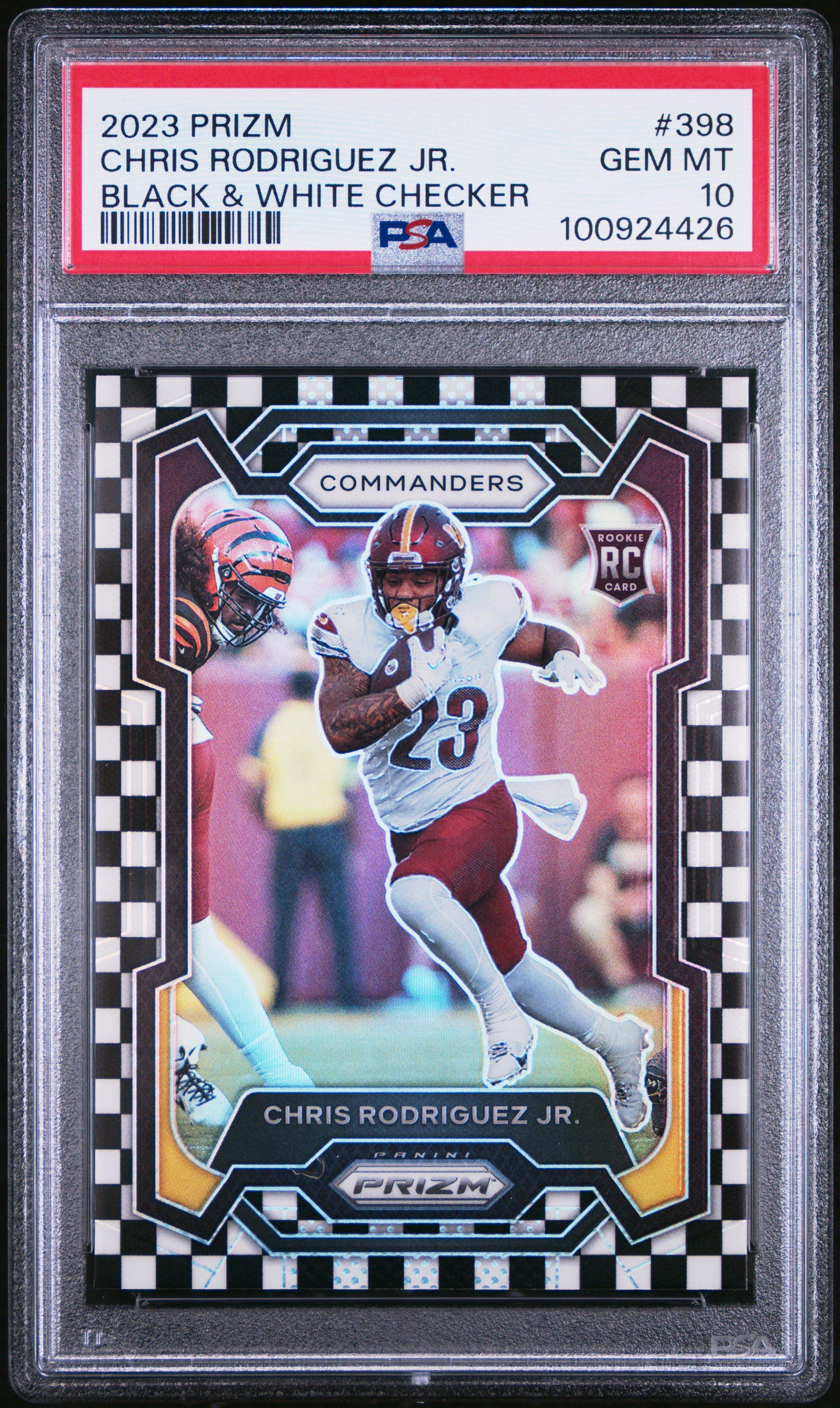 2023 Panini Prizm 398 Chris Rodriguez Jr. Black & White Checker PSA 10