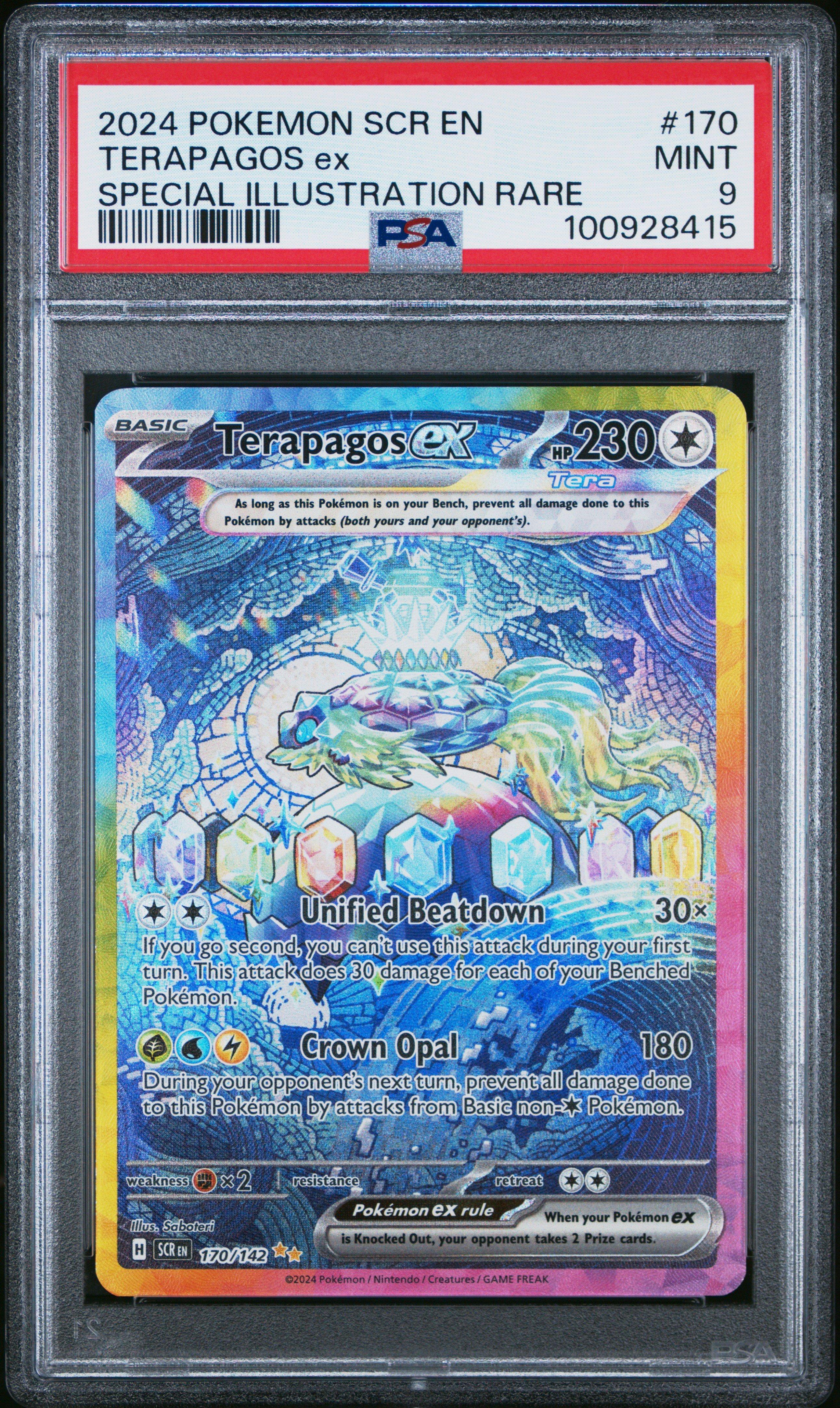 2024 Pokemon Scr En-stellar Crown 170 Terapagos Ex Special Illustration Rare PSA