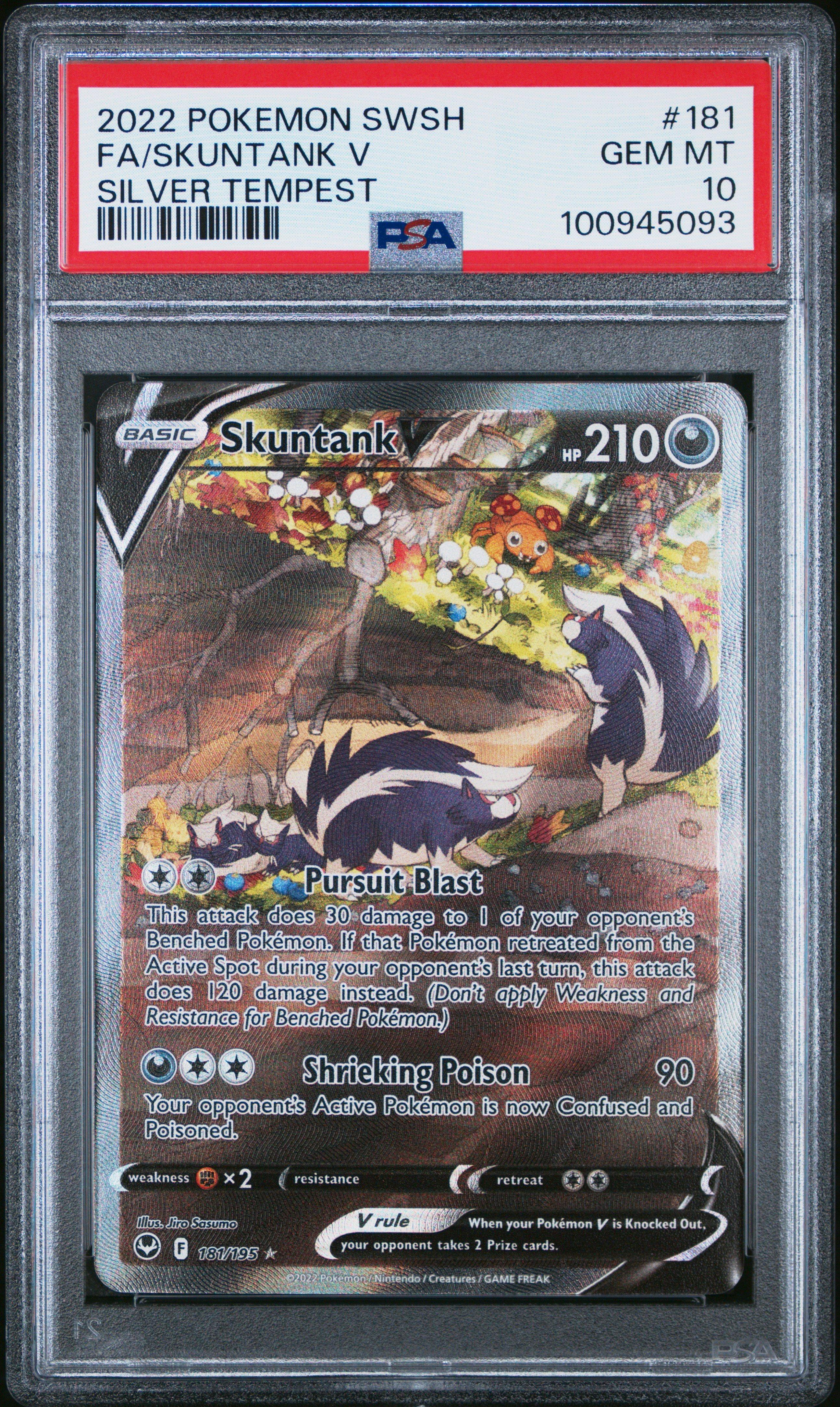 2022 Pokemon Sword & Shield Silver Tempest Full Art/skuntank V PSA
