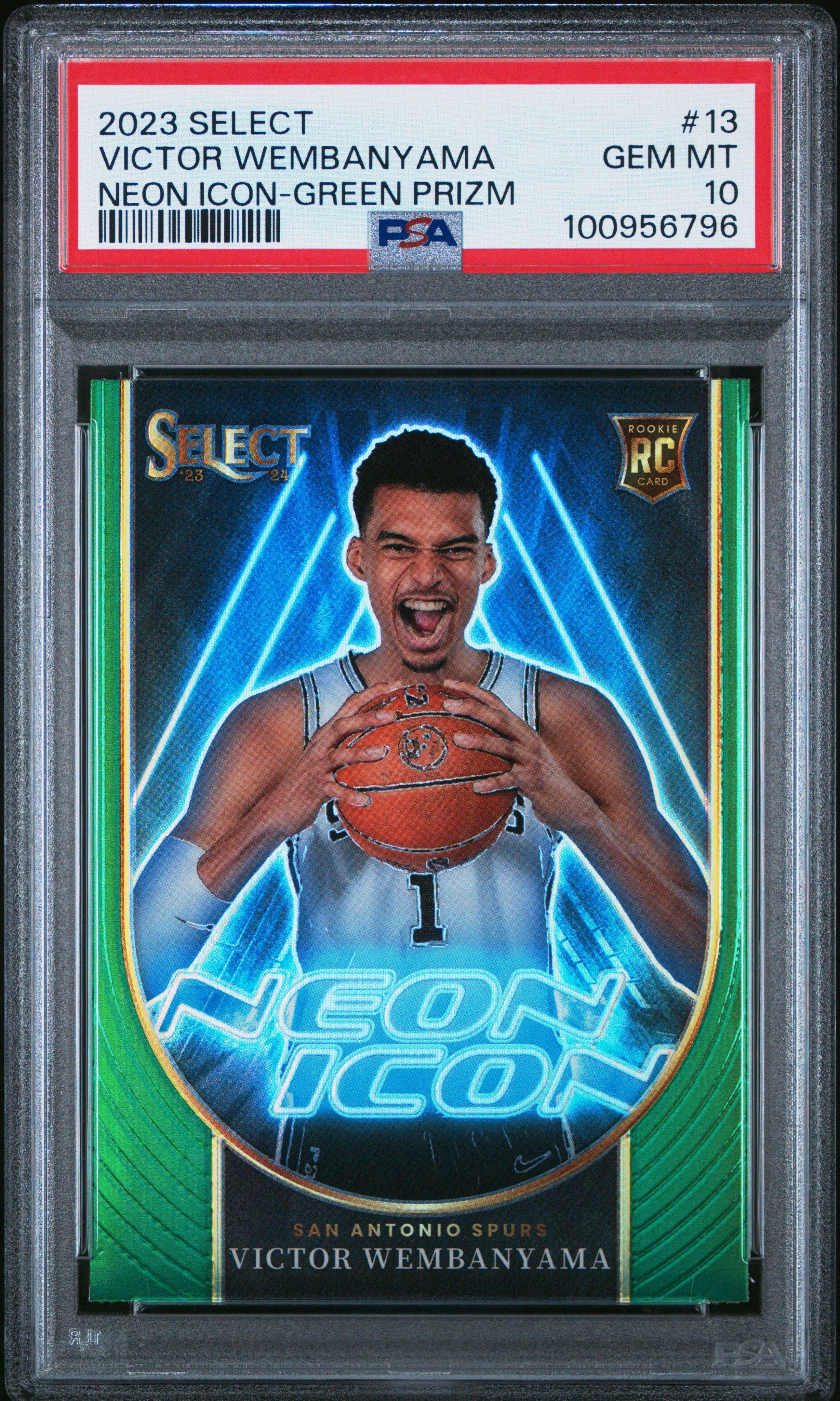 2023 Panini Select Neon Icon 13 Victor Wembanyama Green Prizm PSA