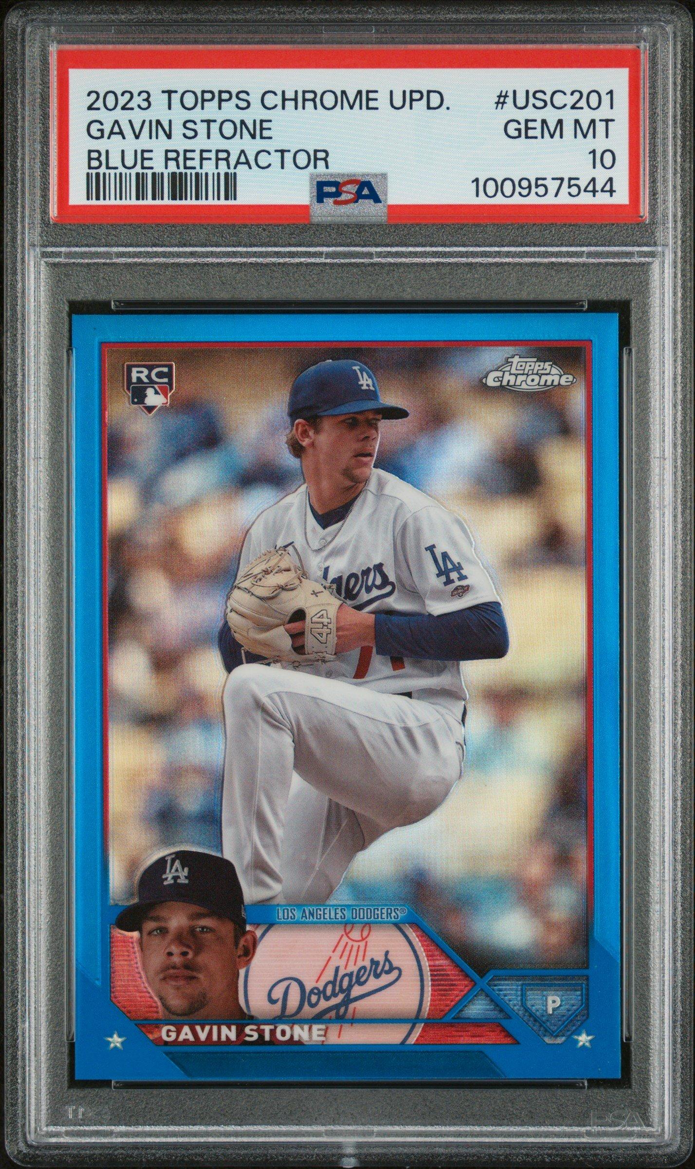 2023 Topps Chrome Update Usc201 Gavin Stone Blue Refractor PSA 10