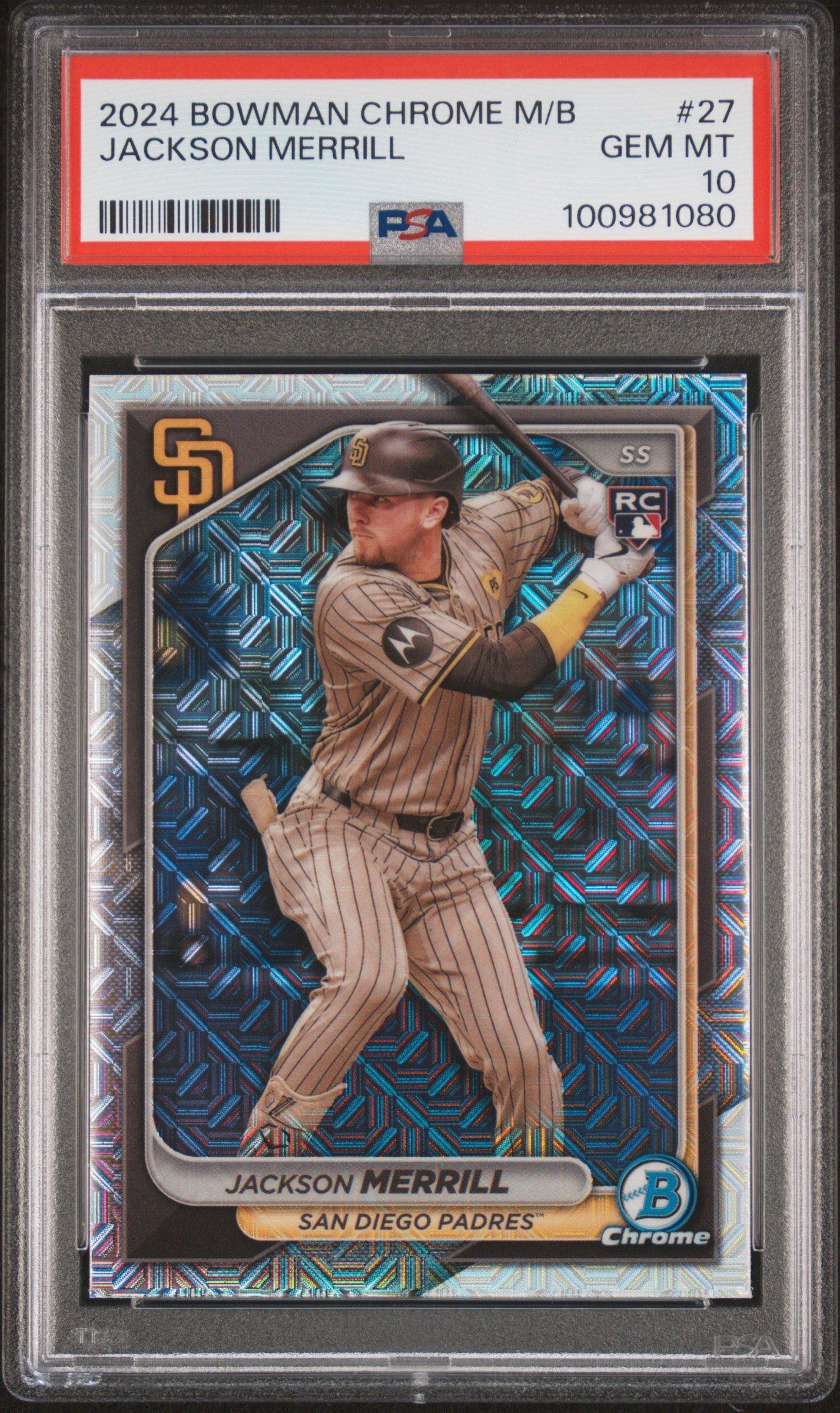 2024 Bowman Chrome Mega Box 27 Jackson Merrill PSA 10