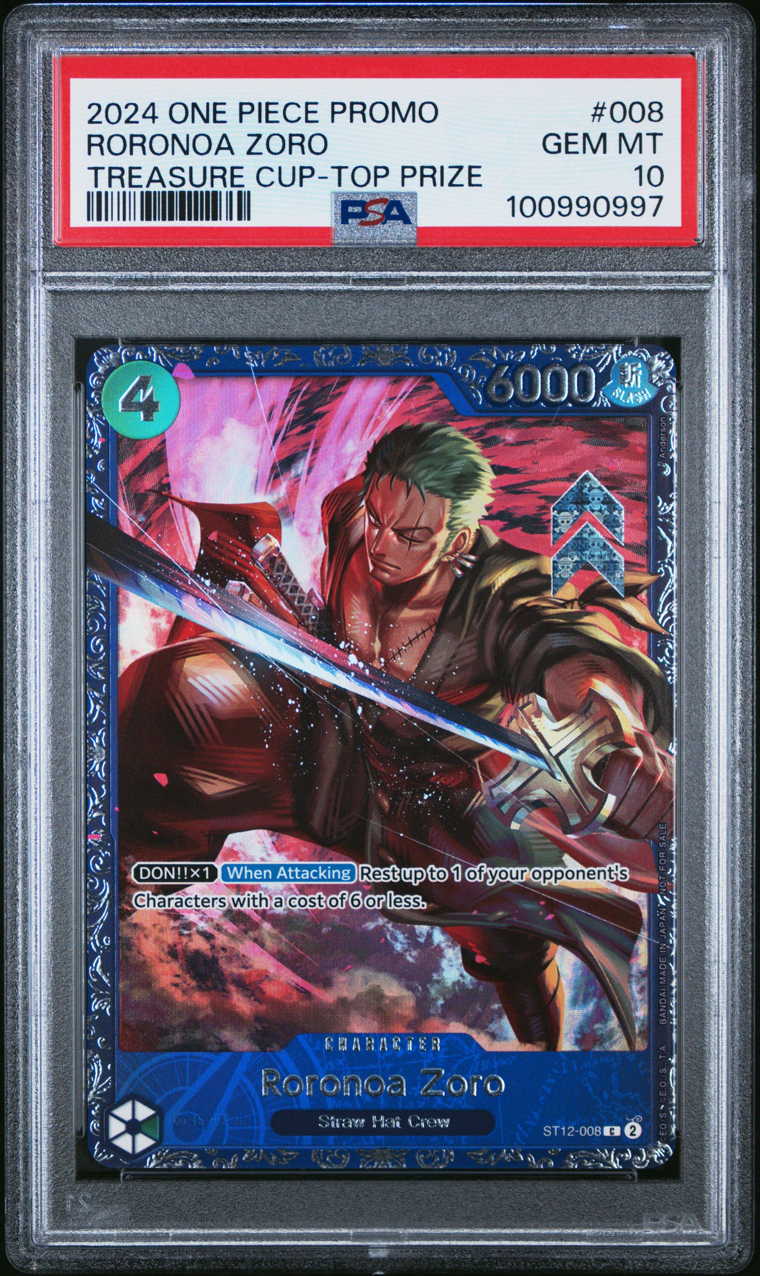 2024 One Piece Promos 008 Roronoa Zoro Treasure Cup-top Prize PSA