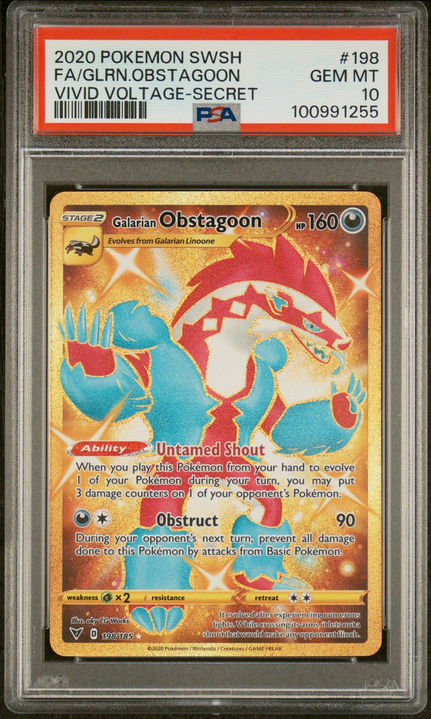 2020 Pokemon Sword & Shield Vivid Voltage 198 Full Art/galarian Obstagoon Secret PSA