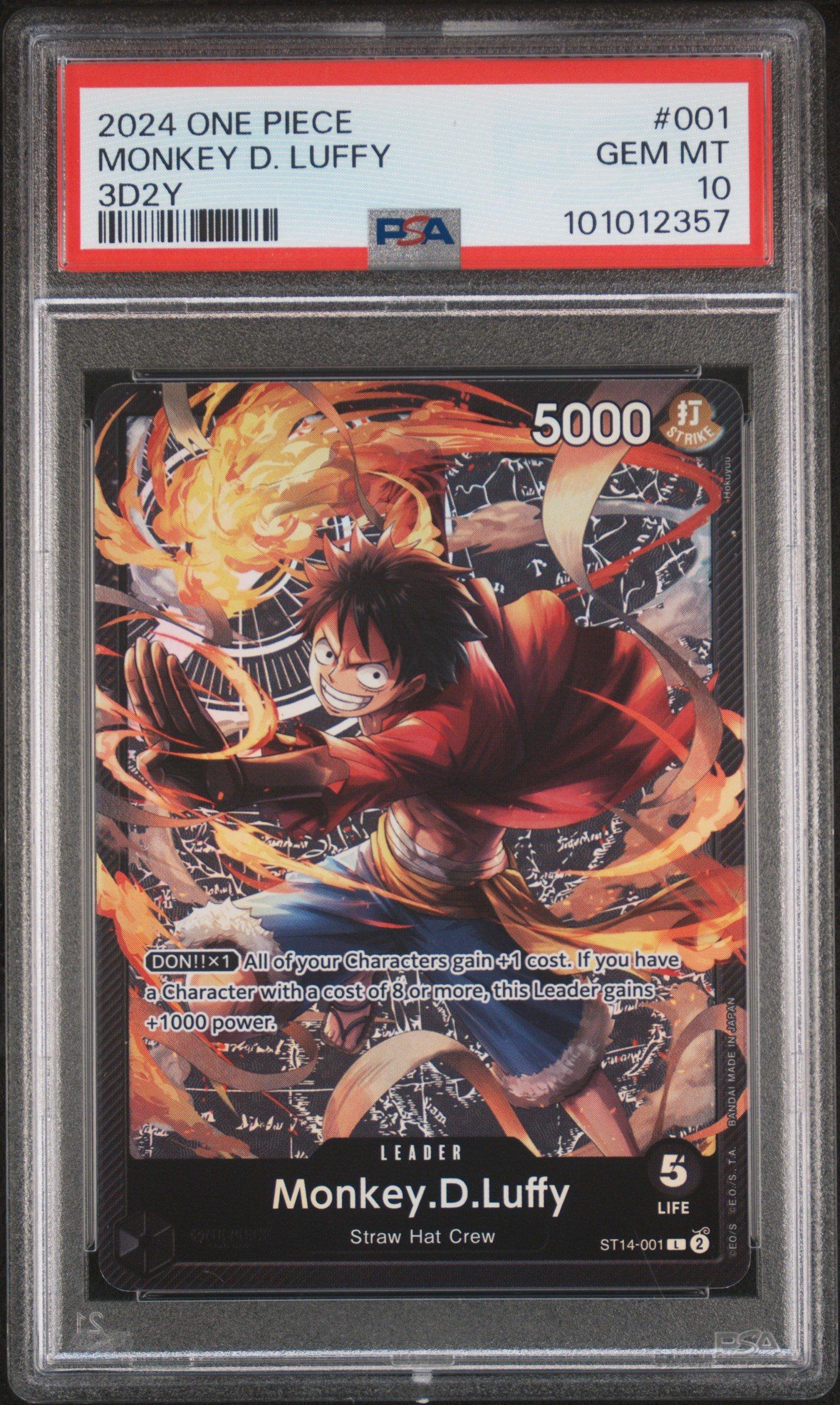 2024 One Piece Starter Deck St14-3d2y 001 Monkey D. Luffy PSA 10
