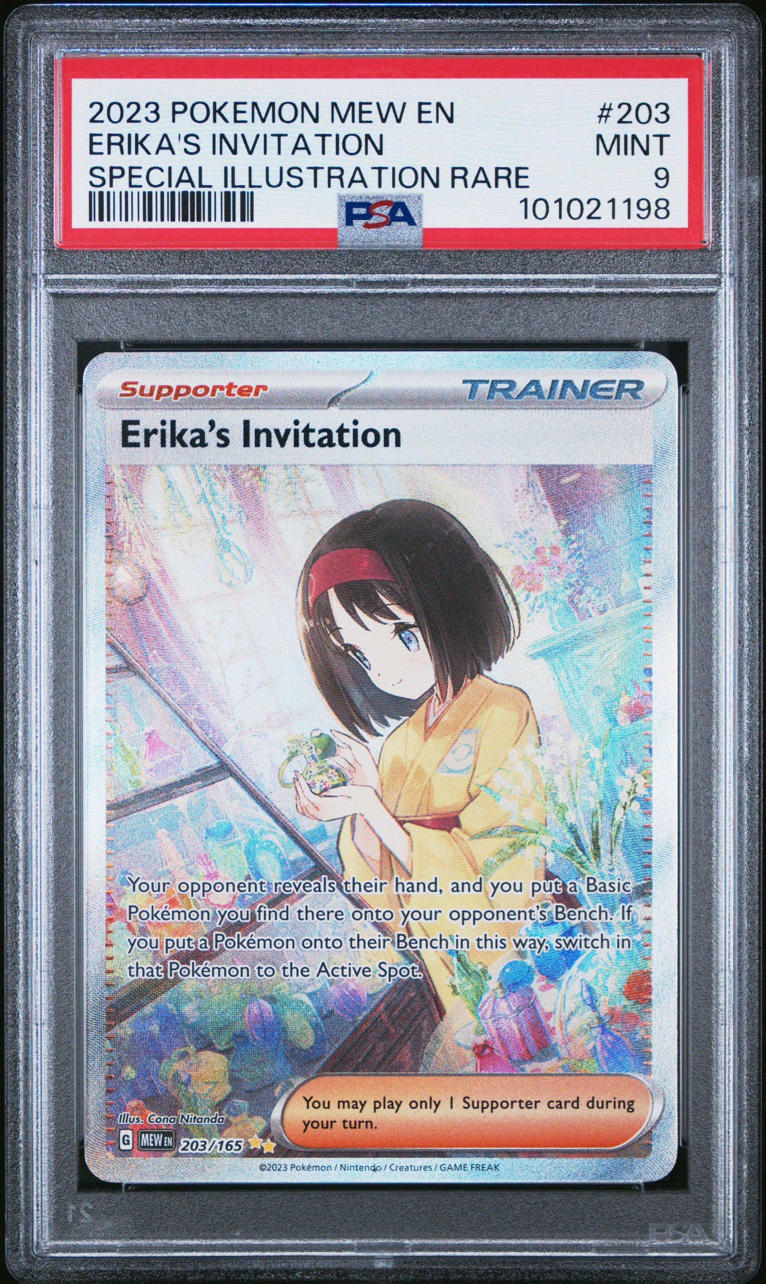 2023 Pokemon Mew En-151 203 Erikas Invitation Special Illustration Rare PSA 9