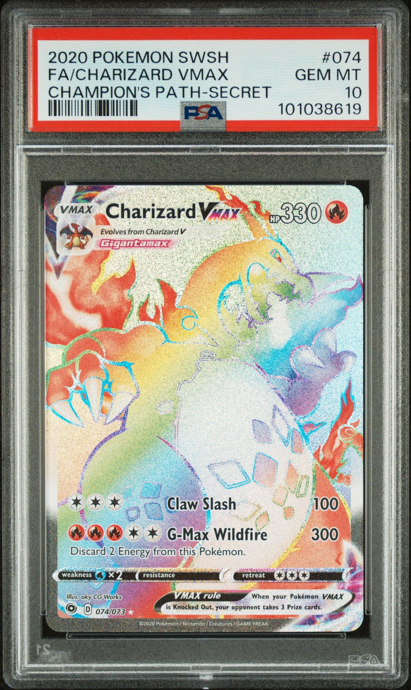 2020 Pokemon Sword & Shield Champion's Path 074 Full Art/charizard Vmax Secret PSA 10