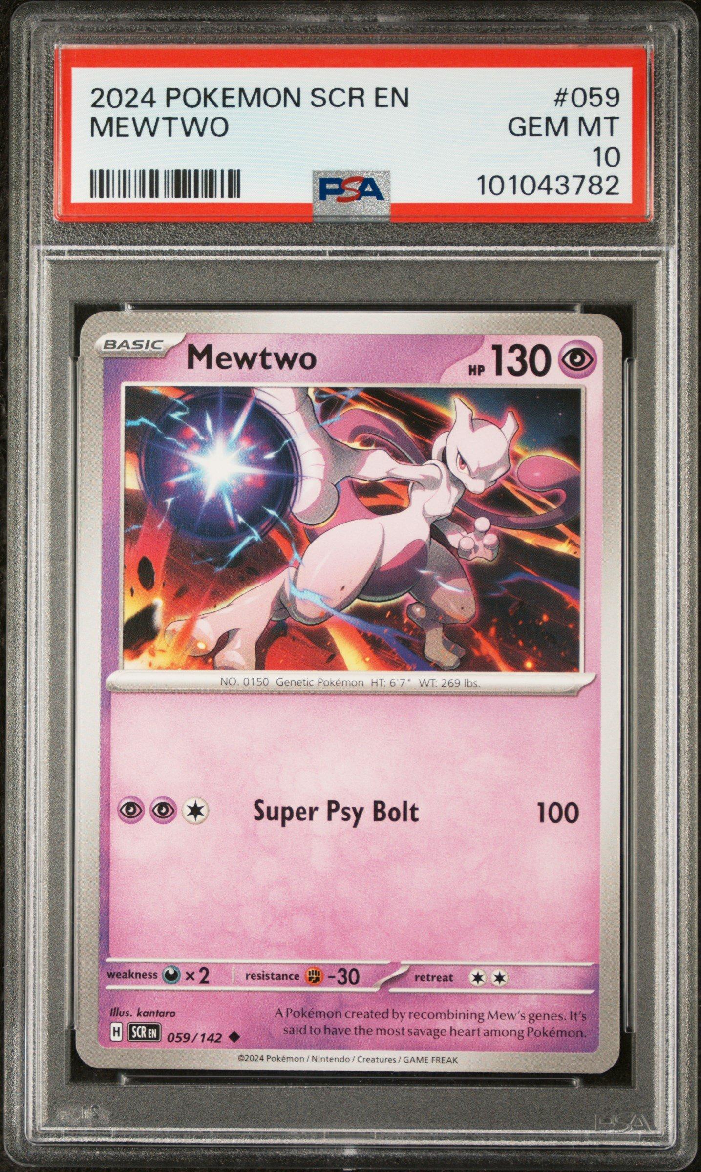 2024 Pokemon Scr En-stellar Crown 059 Mewtwo PSA 10 Graded Card