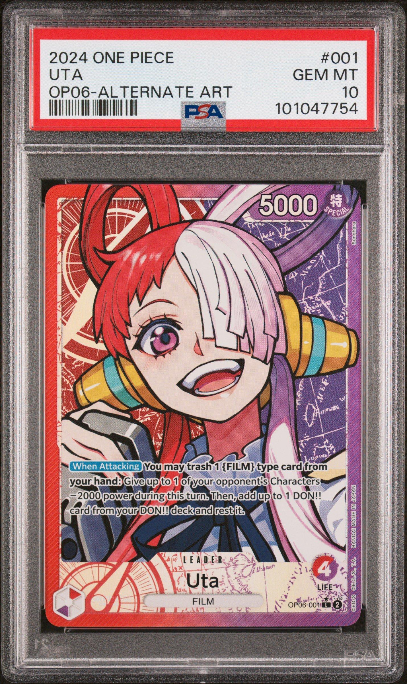 2024 One Piece Op06-wings Of The Captain 001 Uta Alternate Art PSA 10