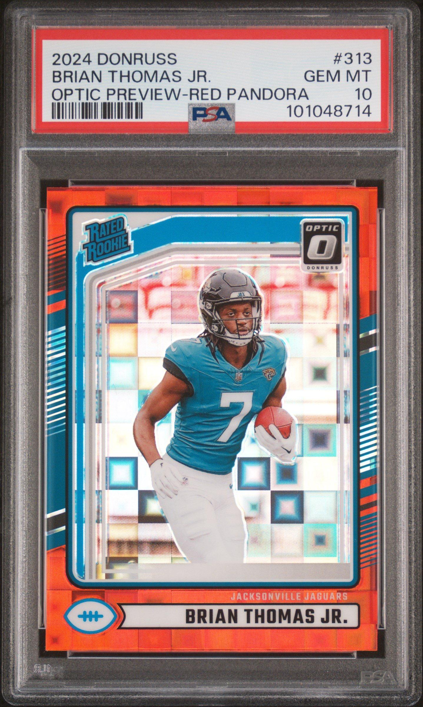 2024 Panini Donruss 313 Brian Thomas Jr. Optic Preview-red Pandora PSA 10