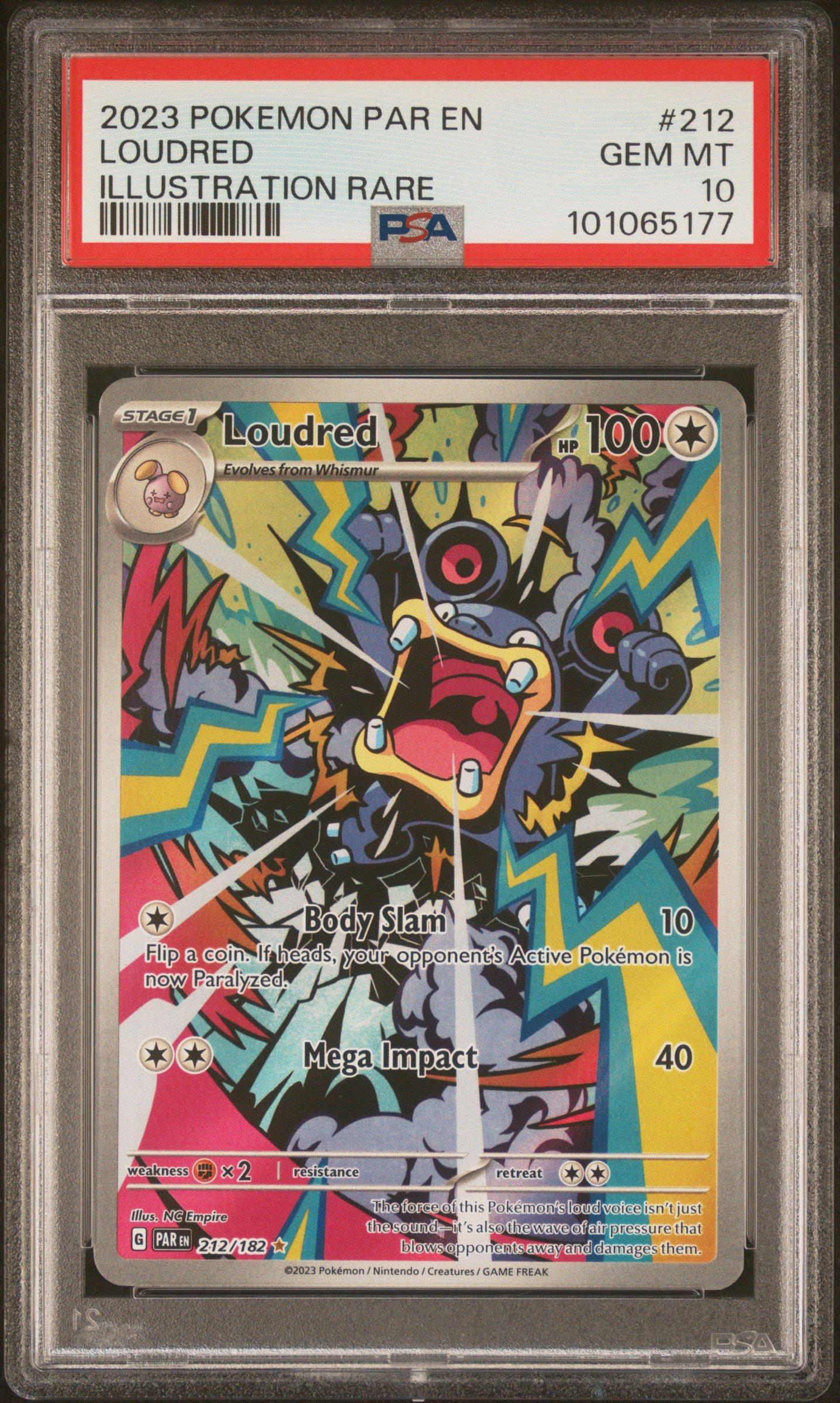 2023 Pokemon Par En-paradox Rift 212 Loudred Illustration Rare PSA