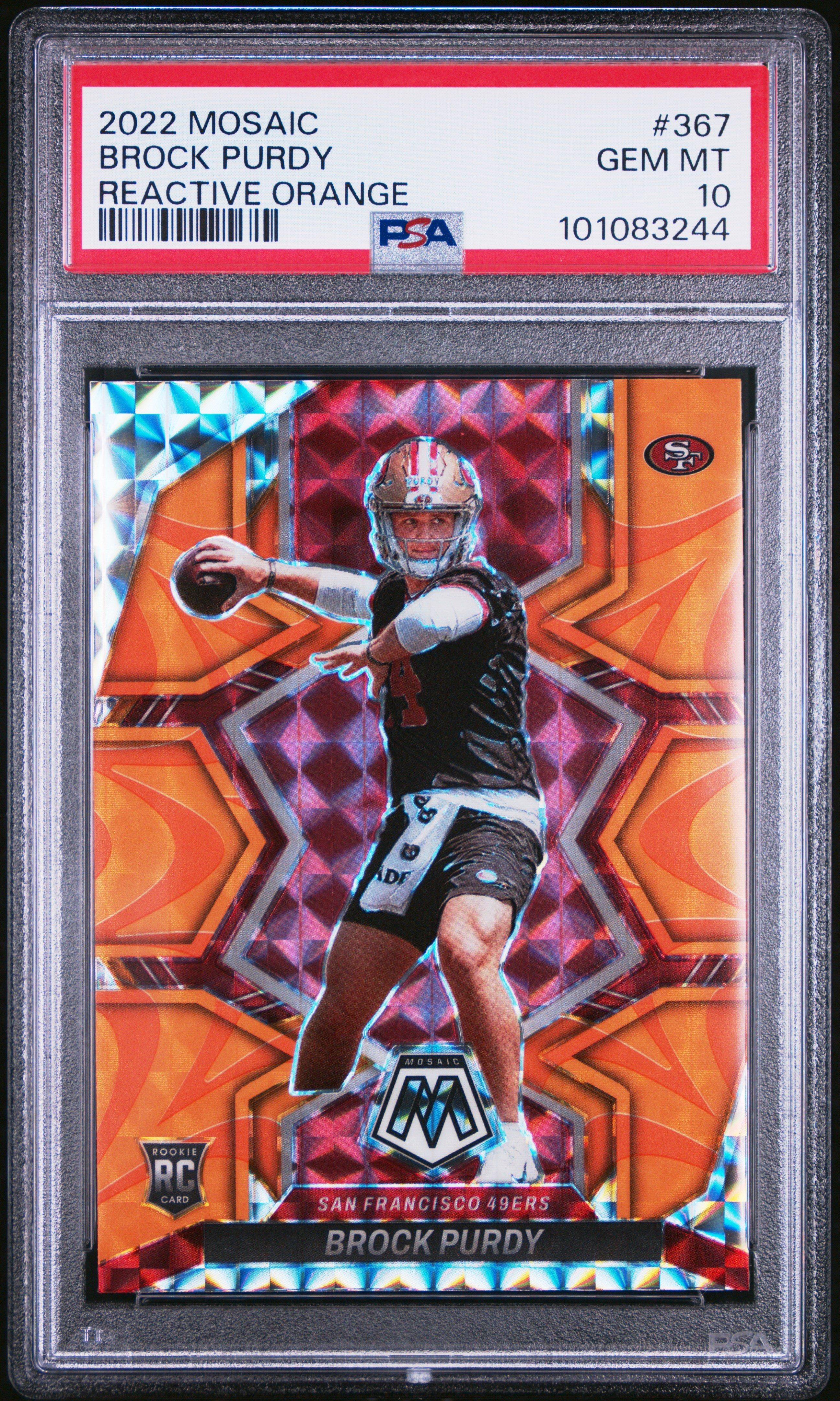 2022 Panini Mosaic 367 Brock Purdy Reactive Orange PSA