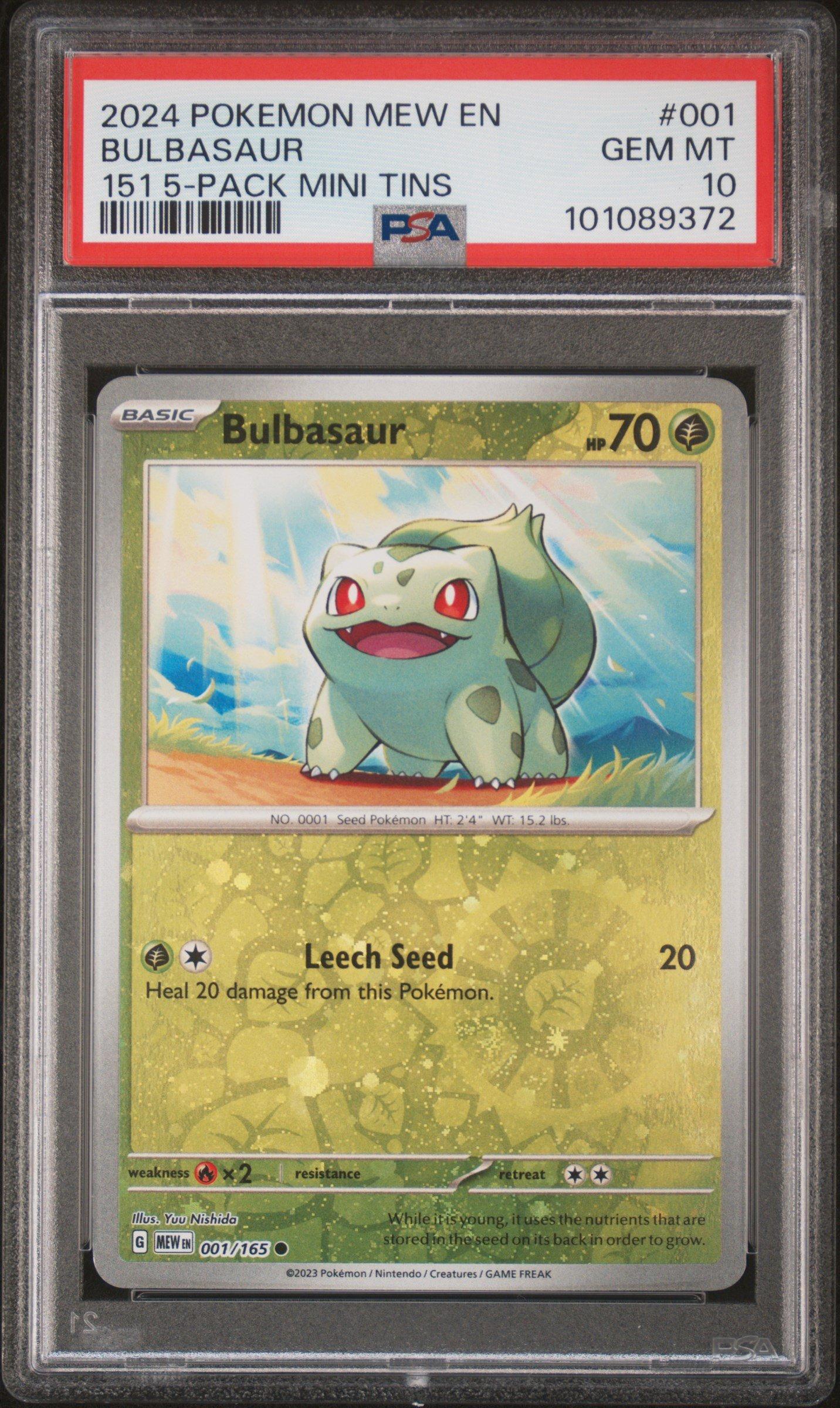 2024 Pokemon Mew En-151 001 Bulbasaur 151 5-pack Mini Tins PSA