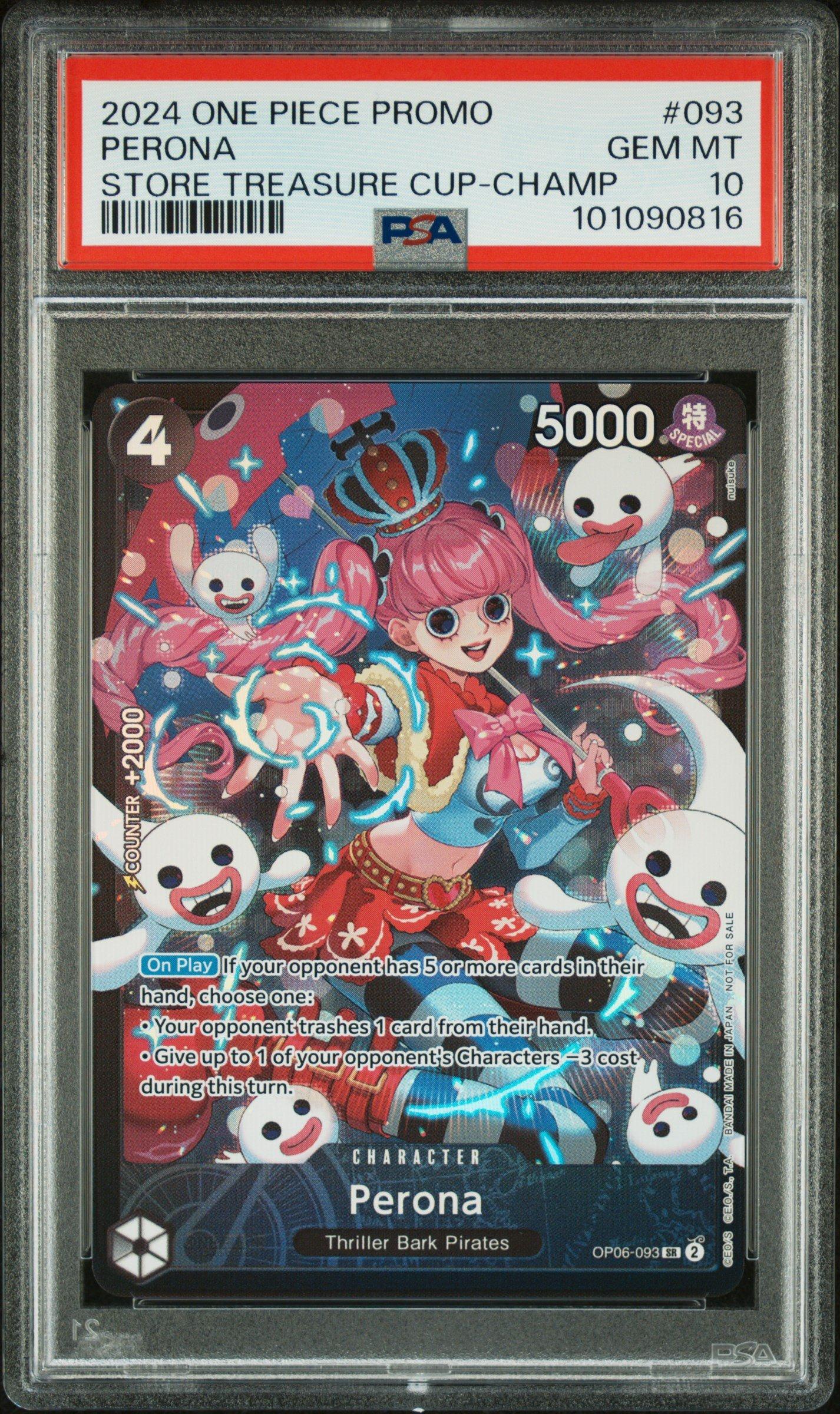 2024 One Piece Promos 093 Perona Store Treasure Cup-champion PSA 10