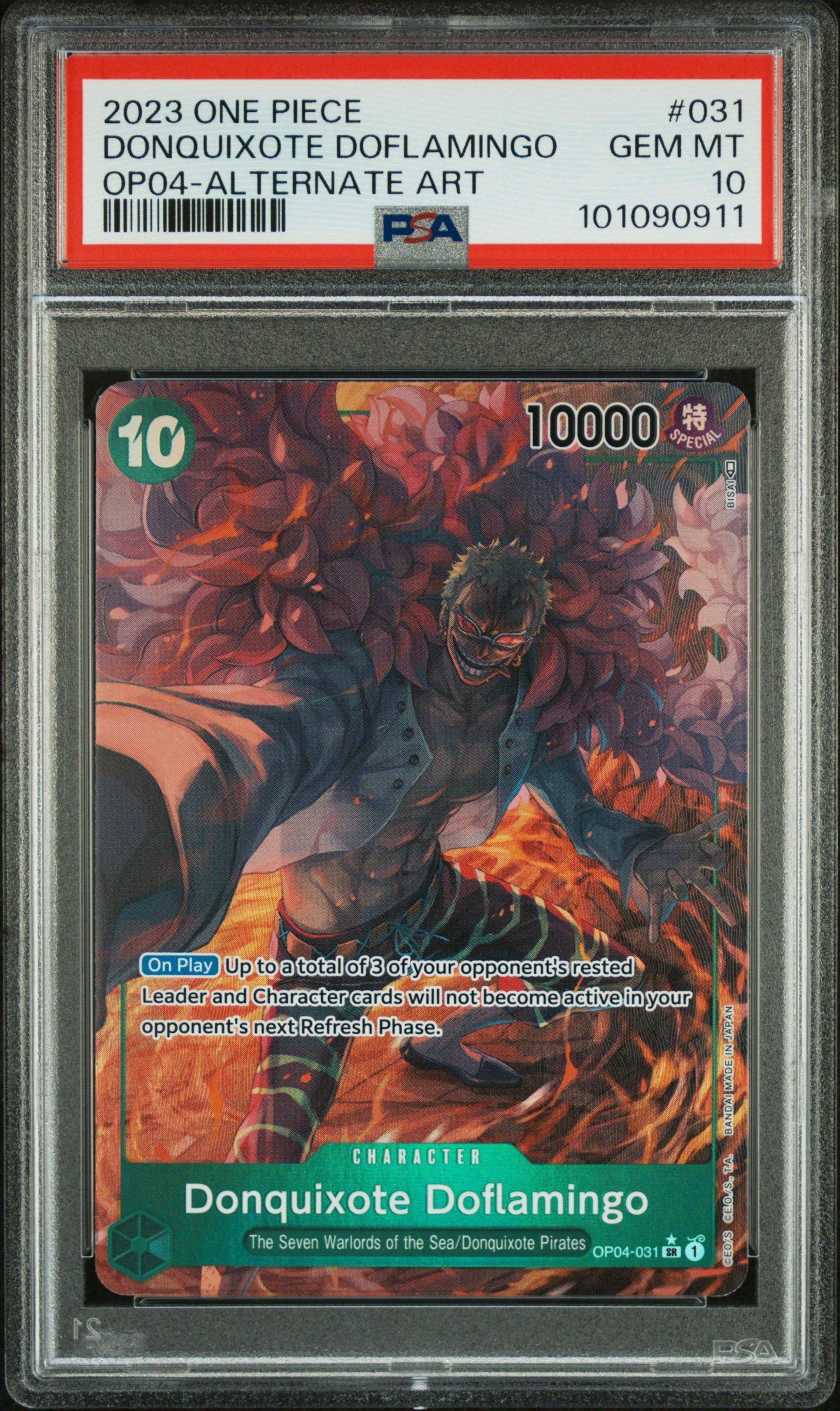 2023 One Piece Op04-kingdoms Of Intrigue Donquixote Doflamingo Alternate Art PSA 10