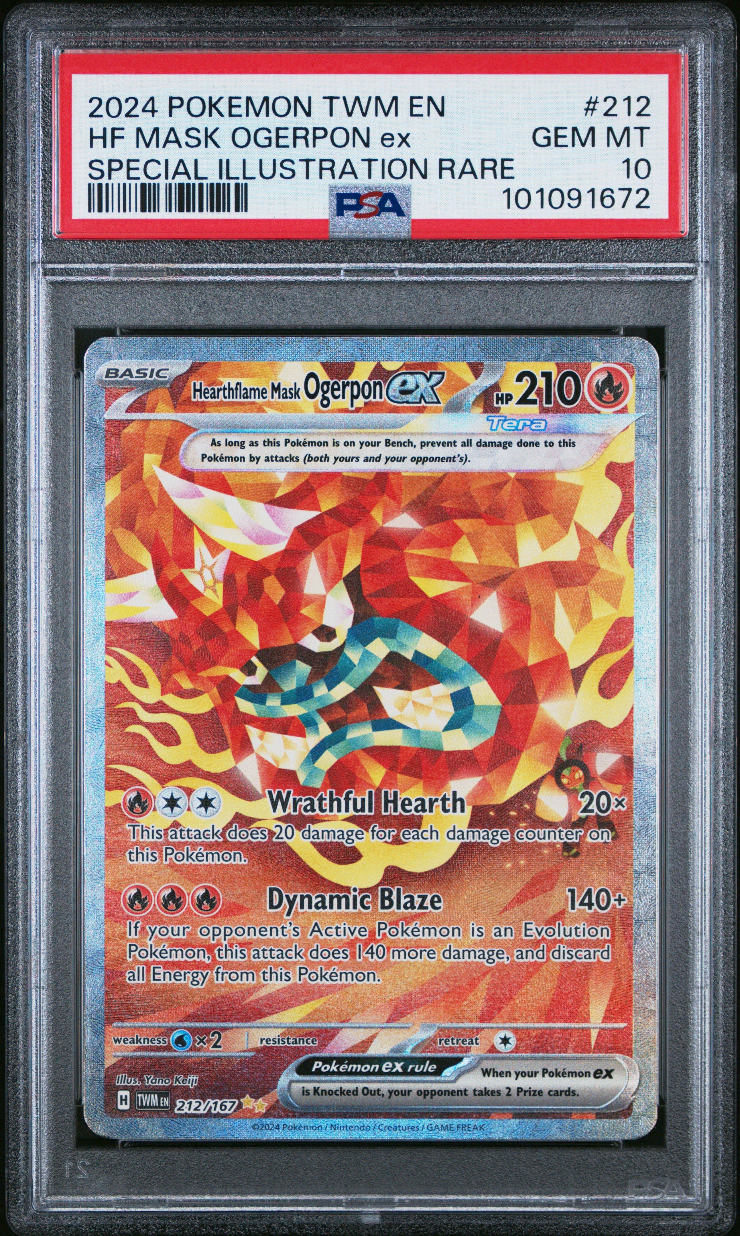 2024 Pokemon Twm En-twilight Masquerade 212 Hearthflame Mask Ogerpon Ex Special Illustration Rare PSA