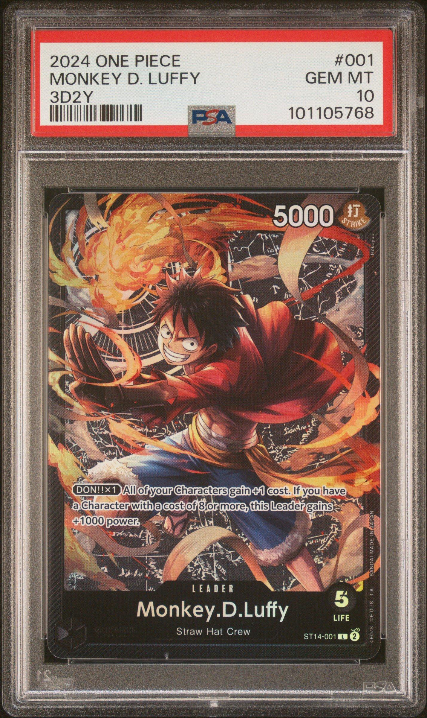 2024 One Piece Starter Deck St14-3d2y 001 Monkey D. Luffy PSA 10