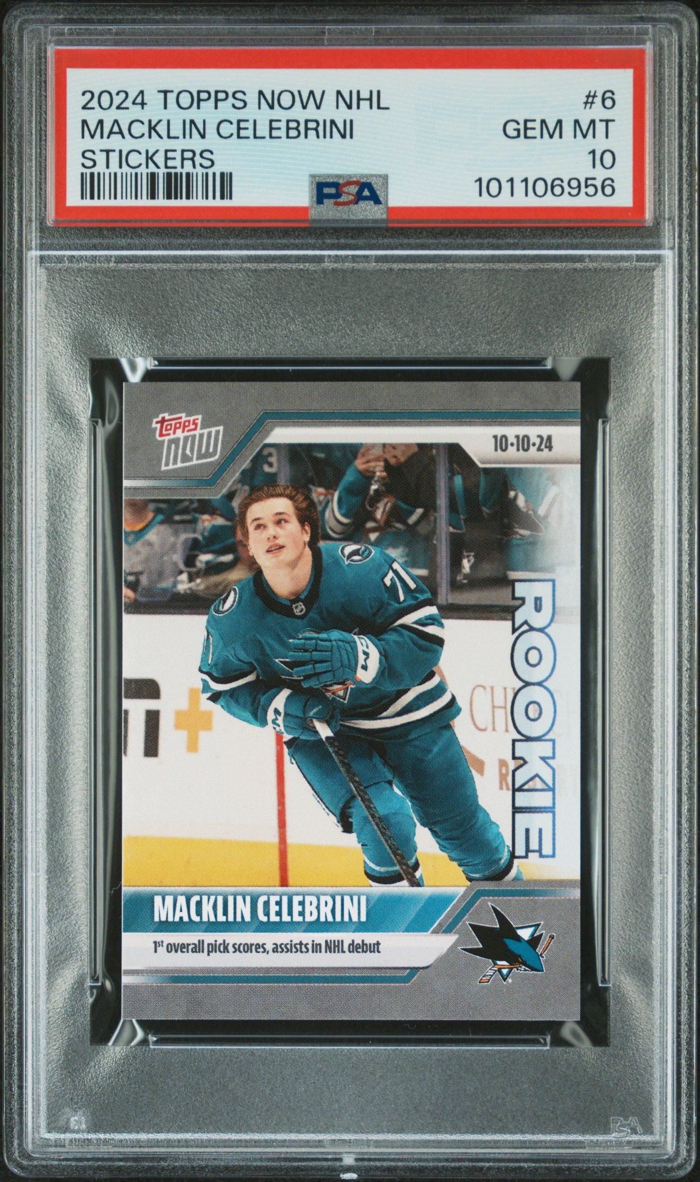 2024 Topps Now Nhl Stickers Macklin Celebrini PSA 10