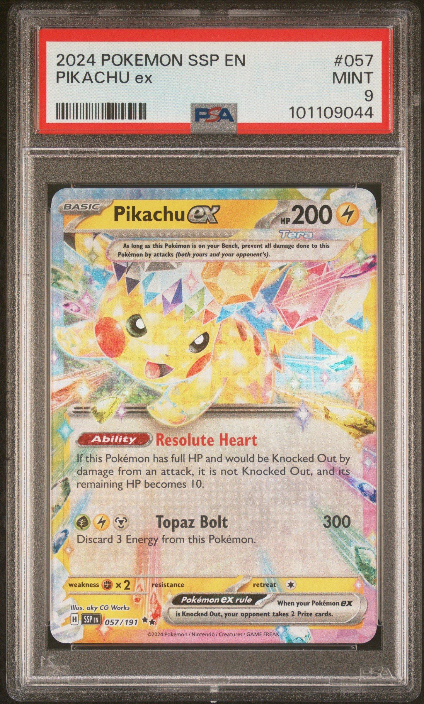 2024 Pokemon Ssp En-surging Sparks 057 Pikachu Ex PSA 9 Graded