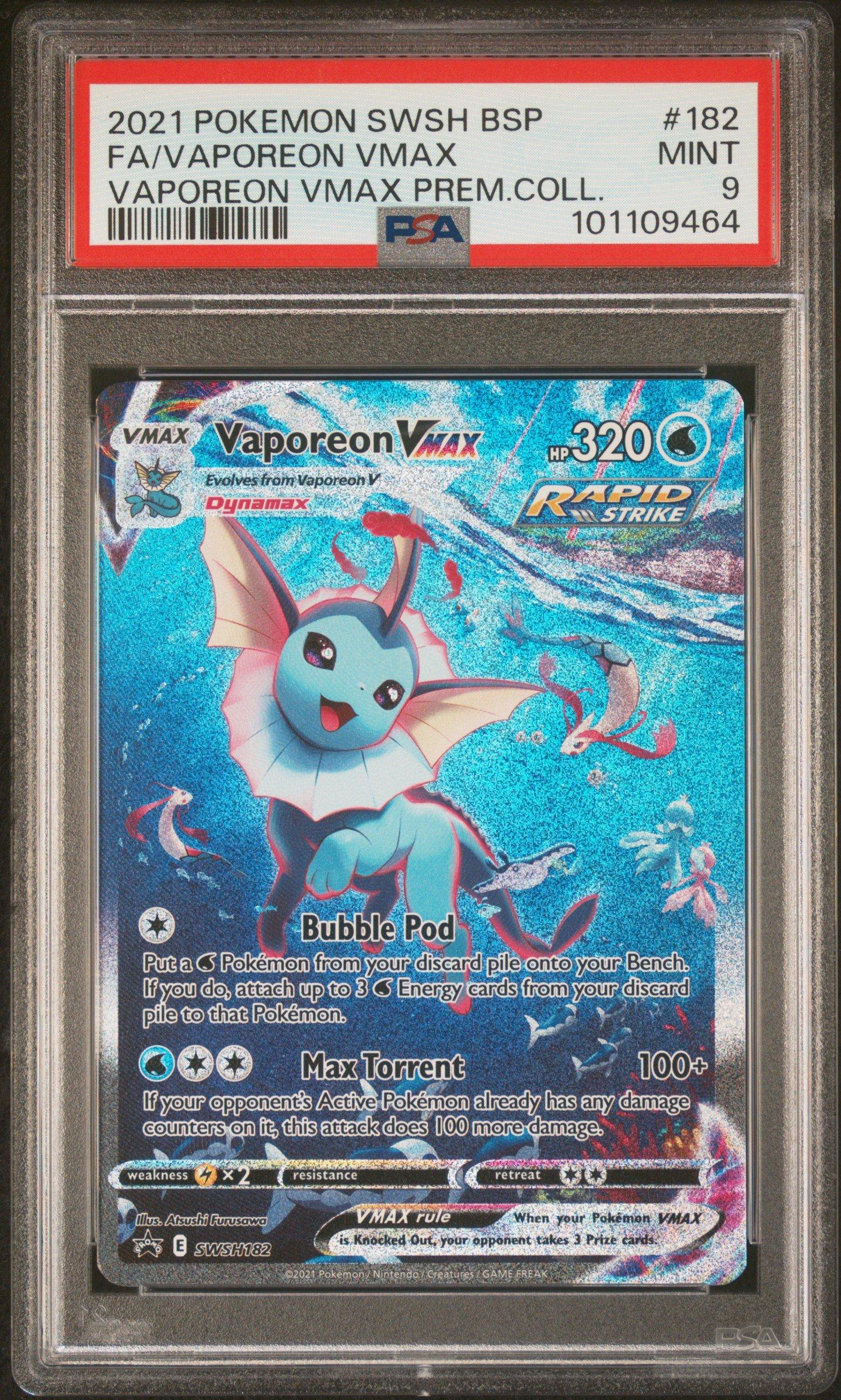 2021 Pokemon Swsh Black Star Promo 182 Full Art/vaporeon Vmax Vaporeon ...